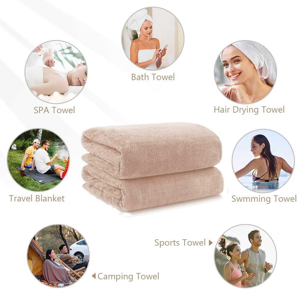 Orighty Microfiber Bath Towel Set - 4 Pack Soft Absorbent Quick Drying Brown