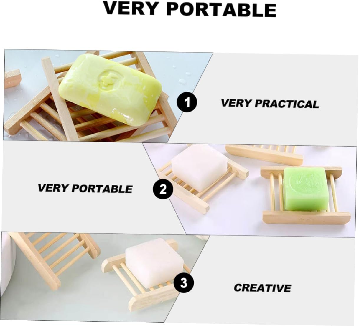 RORPOIR 6Pcs Wooden Soap Dish Tray Set for Bathroom Kitchen