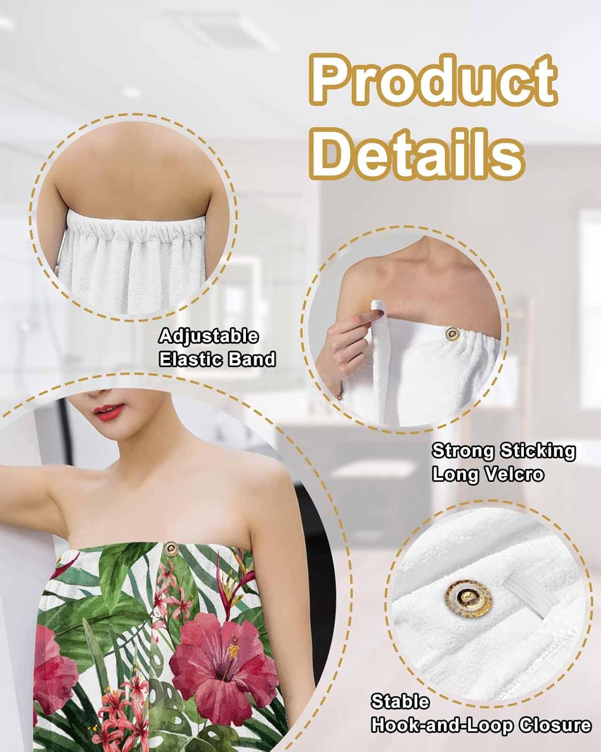 Huotupsine Tropical Bath Wrap Towel for Women