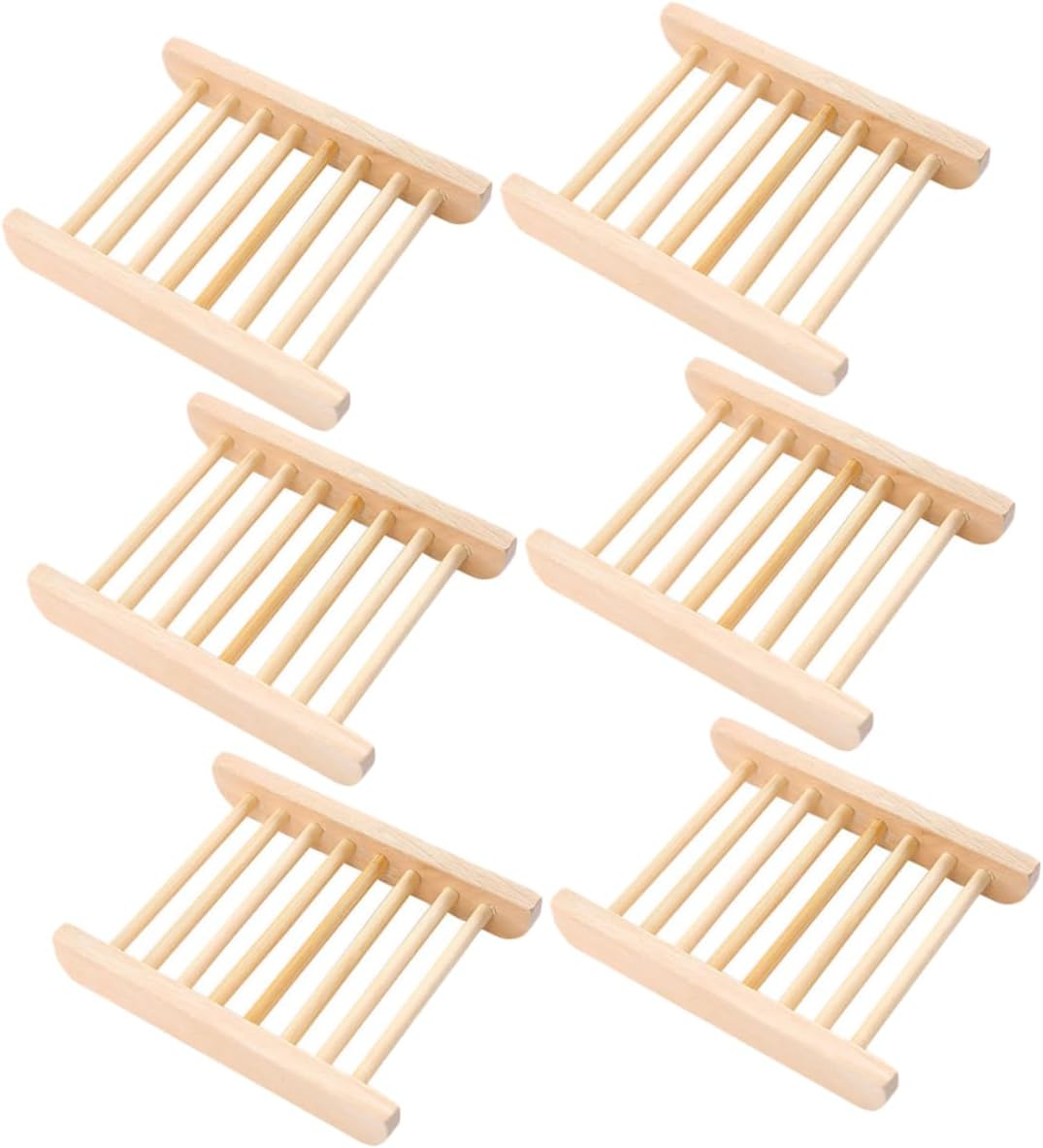 6Pcs Wooden Soap Holder Tray for Kitchen and Bathroom