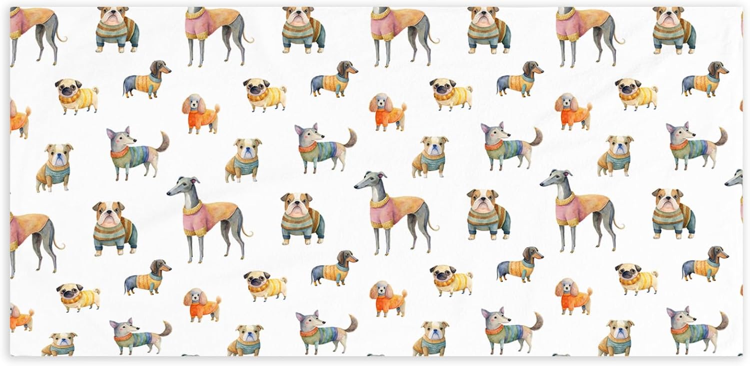 Cute Dog Beach Towel - Dachshund Poodle Microfiber 60x30 Inches