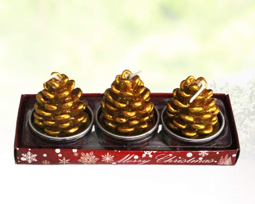 Amosfun 3 Pcs Christmas Candles Decorative Ornaments