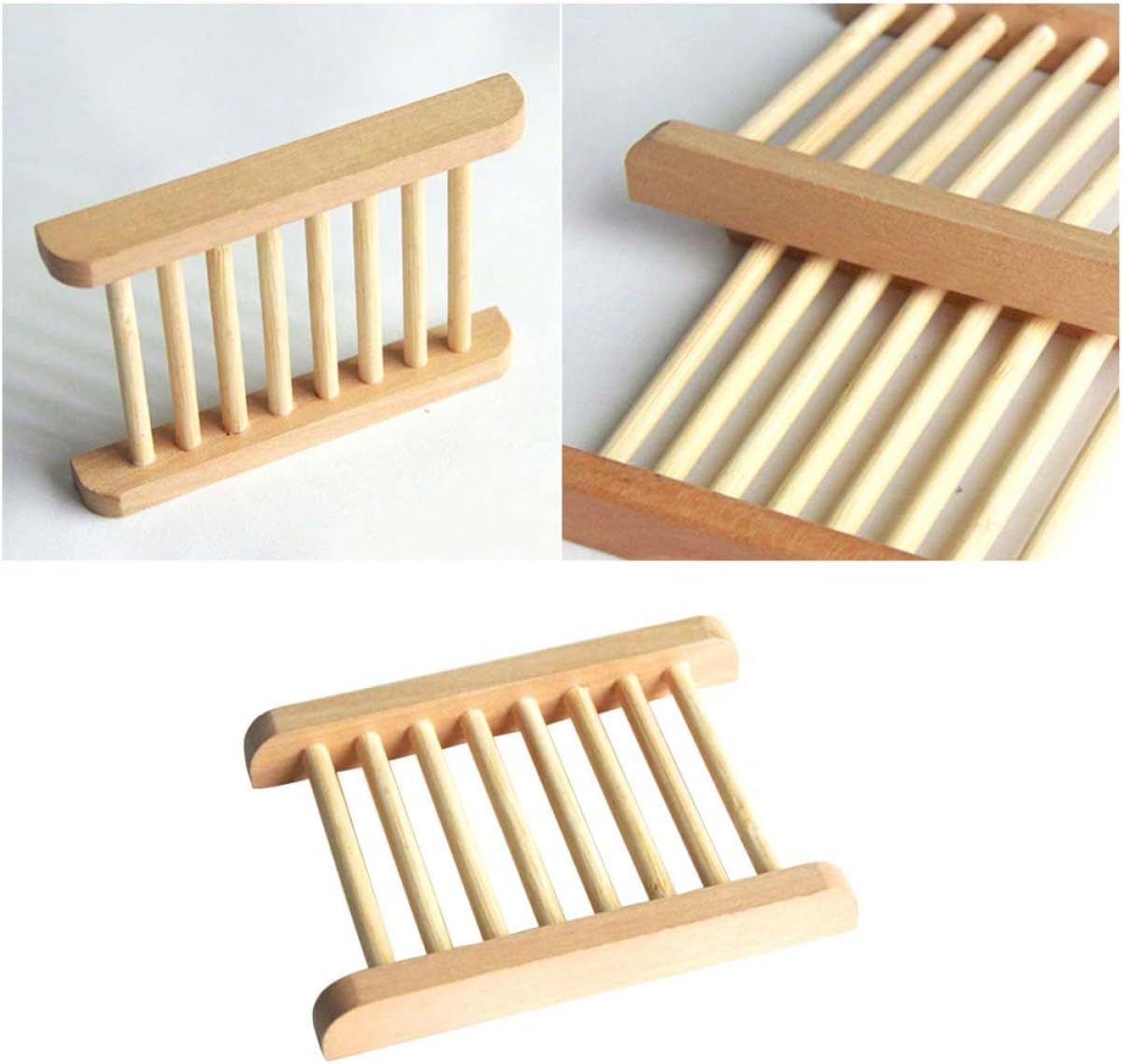JECOMPRIS 2pcs Natural Wood Soap Tray Holder