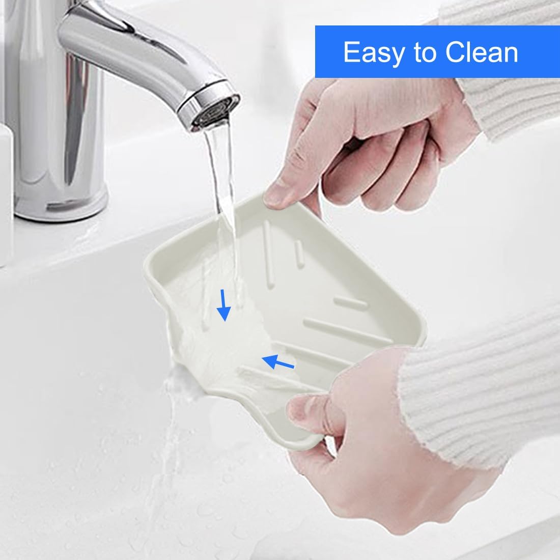 Metopets Sponge Holder with Drain Spout Silicone Tray for Kitchen and Bathroom