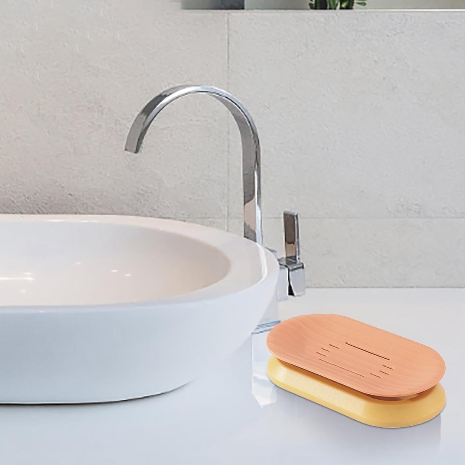 Self Draining Soap Dish with Waterfall Drain Red