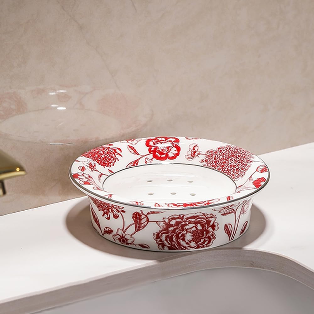 Floral Decorative Soap Dish in Ceramic Style C