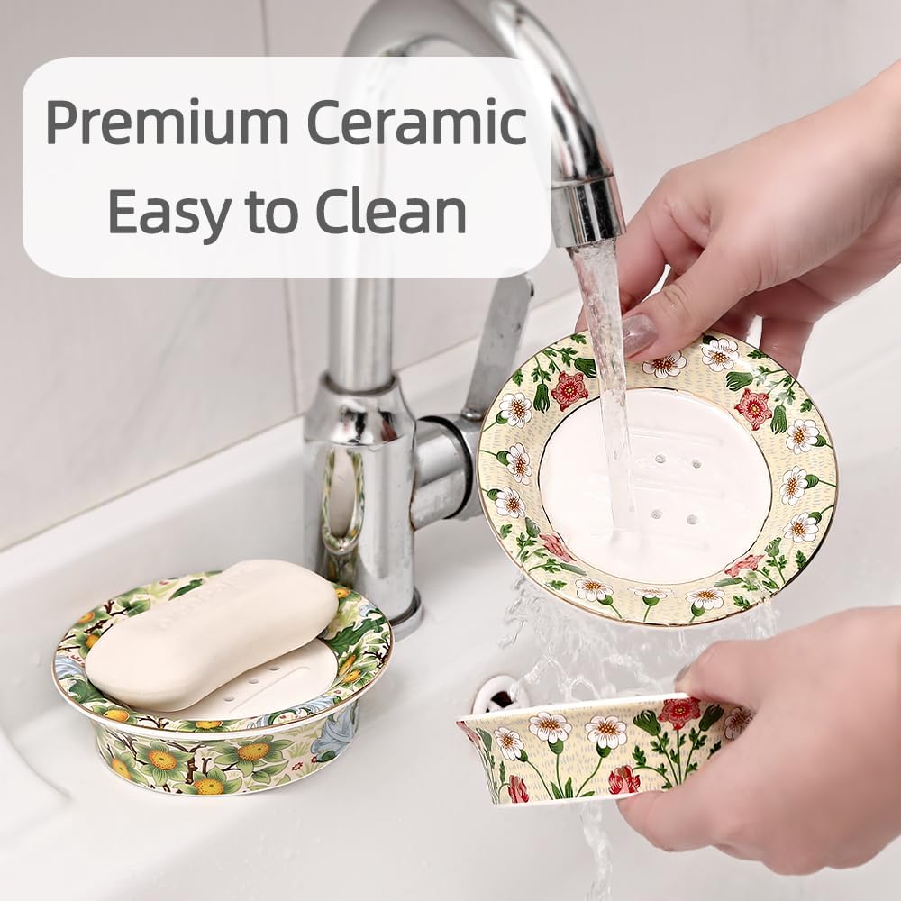 Floral Decorative Soap Dish in Ceramic Style C