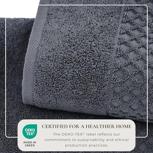 Great Bay Home Navy Bath Towels Set - 6 Piece Stone Blue