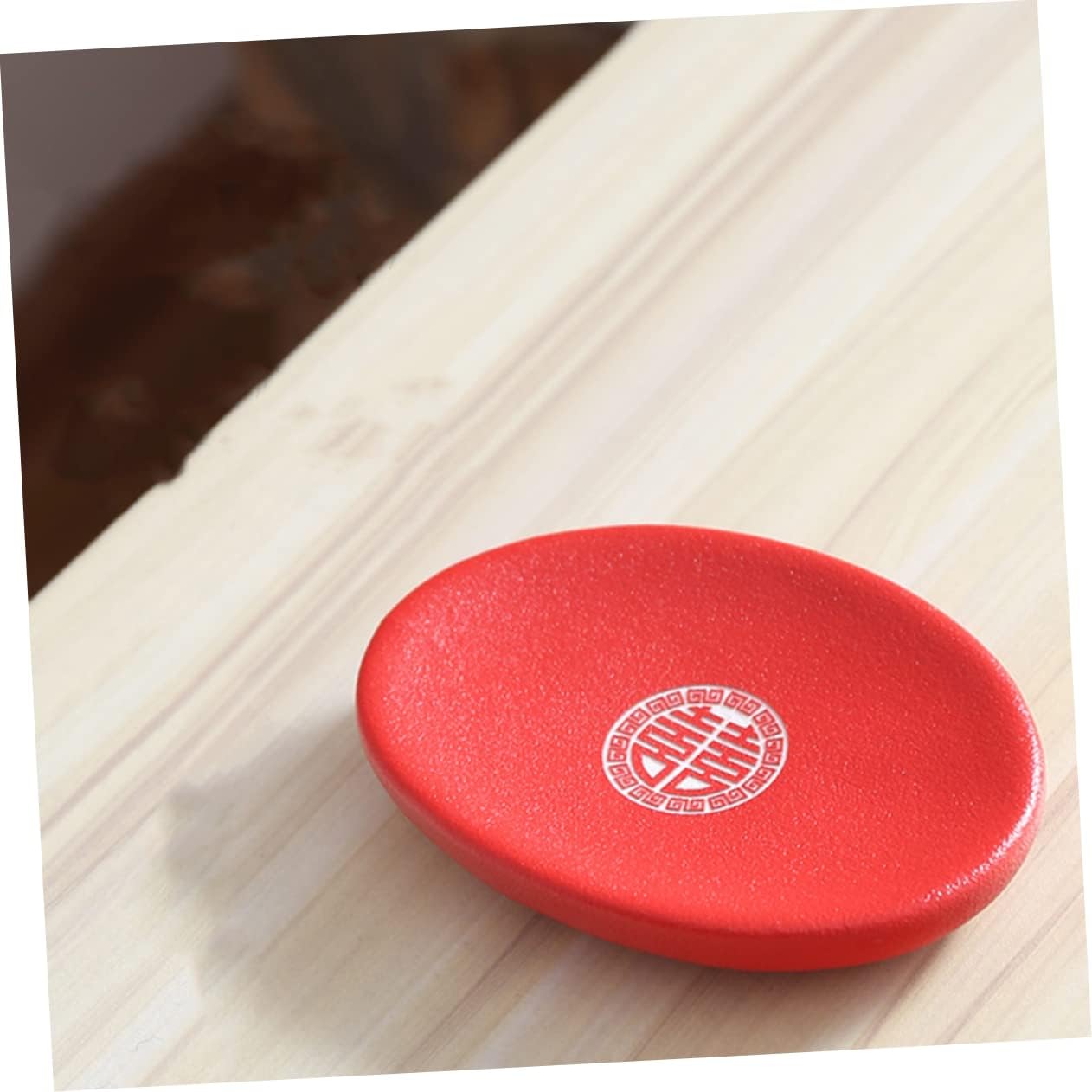 Unomor Red Ceramic Soap Dish Holder for Bathroom and Kitchen