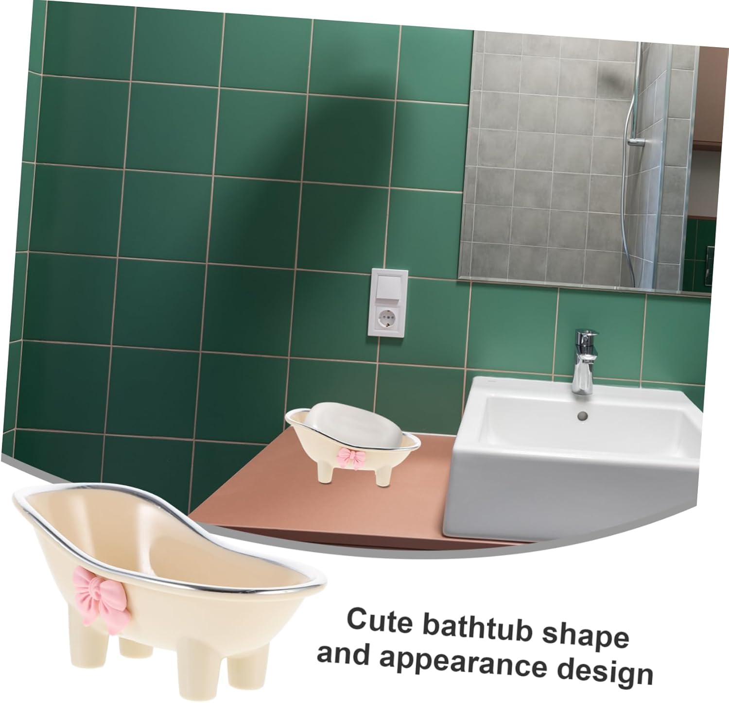 Bathtub Shaped Soap Dish Cute Design with Drain