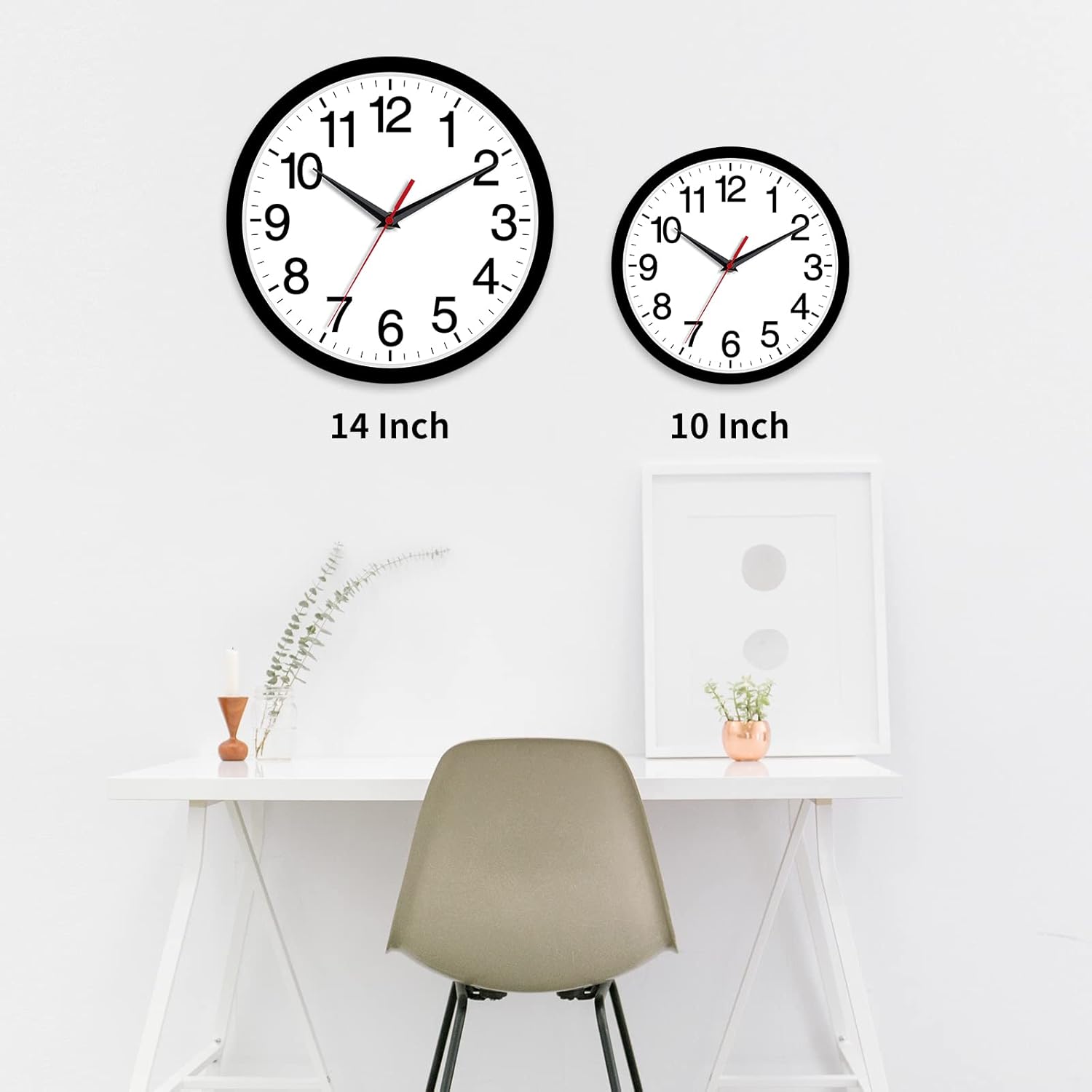 Rohioue 10 Inch Black Wall Clock Modern Silent Non Ticking Analog