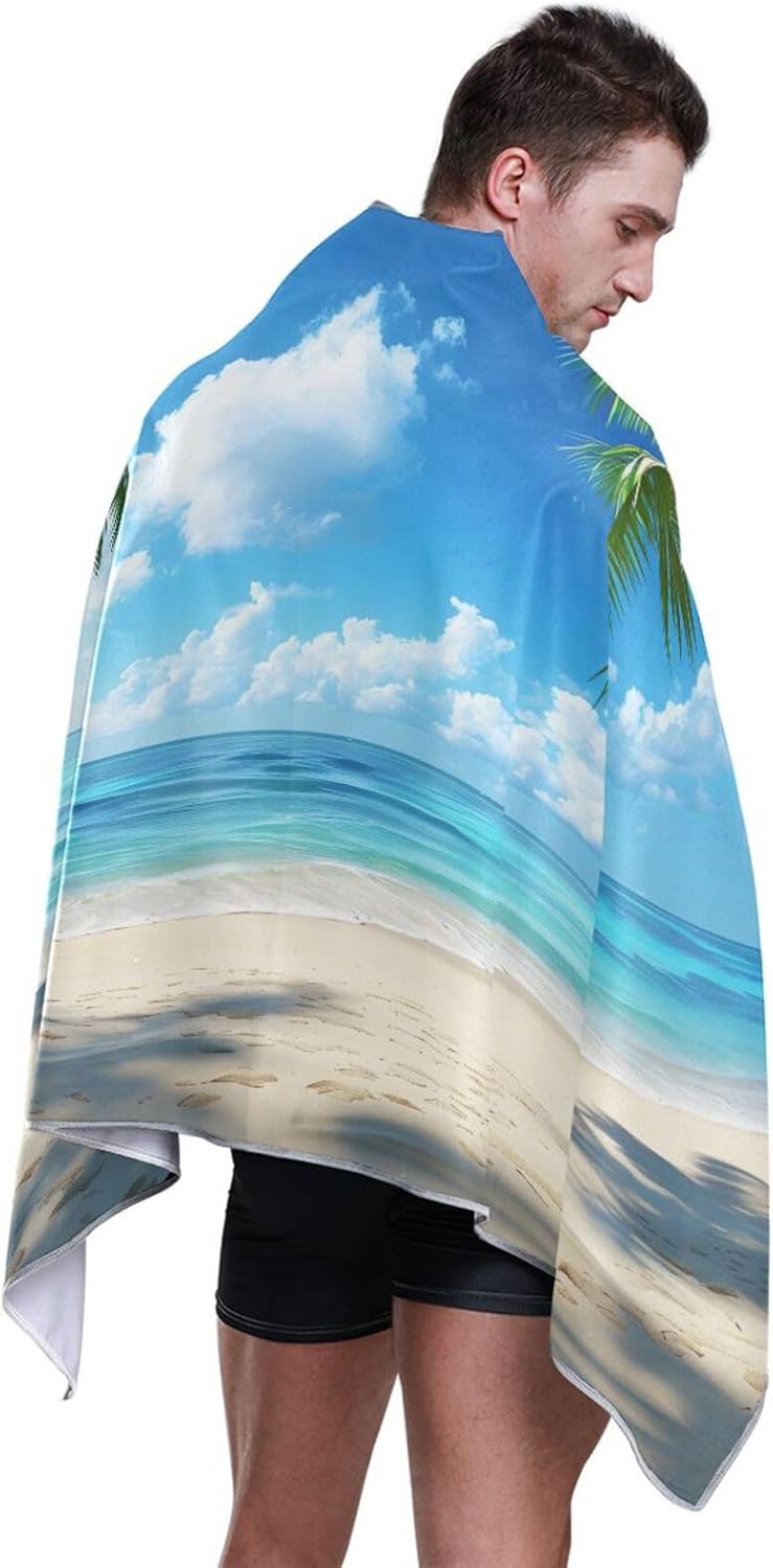 SUABO Tropical Beach Palm Trees Bath Towels with Hanging Loops