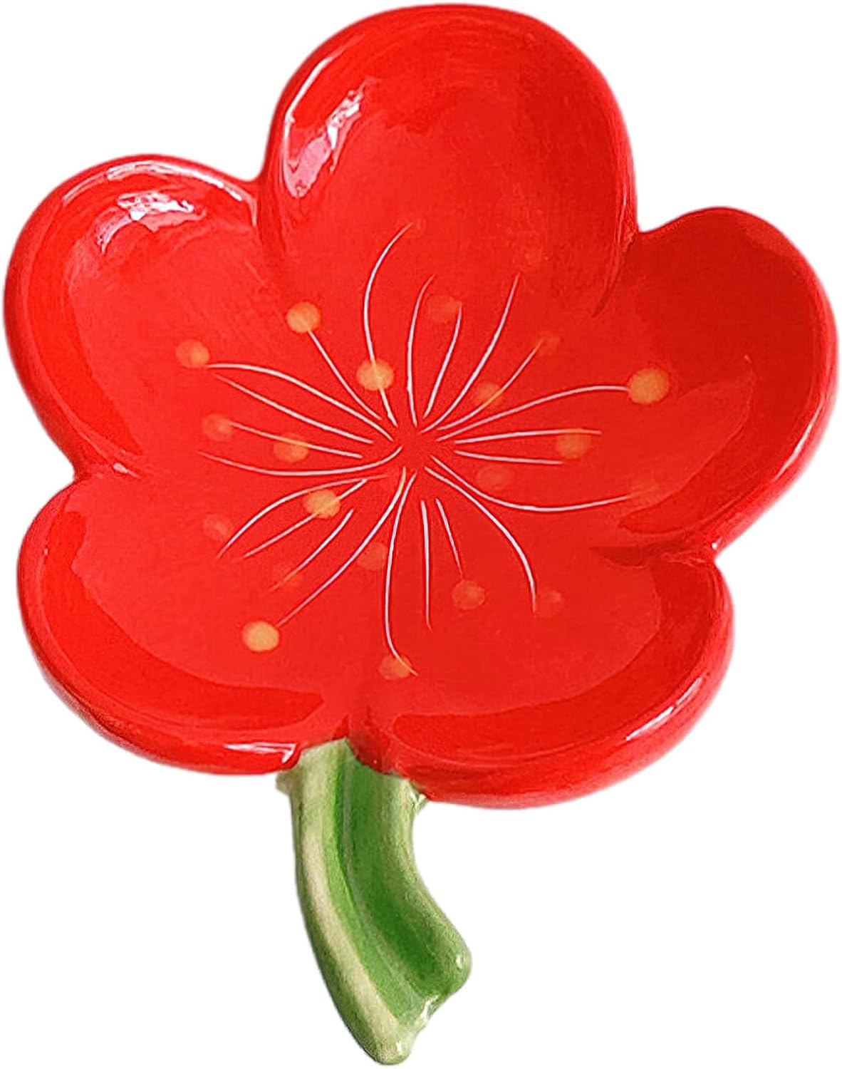 Self-Draining Ceramic Soap Dish with Peach Blossom Design