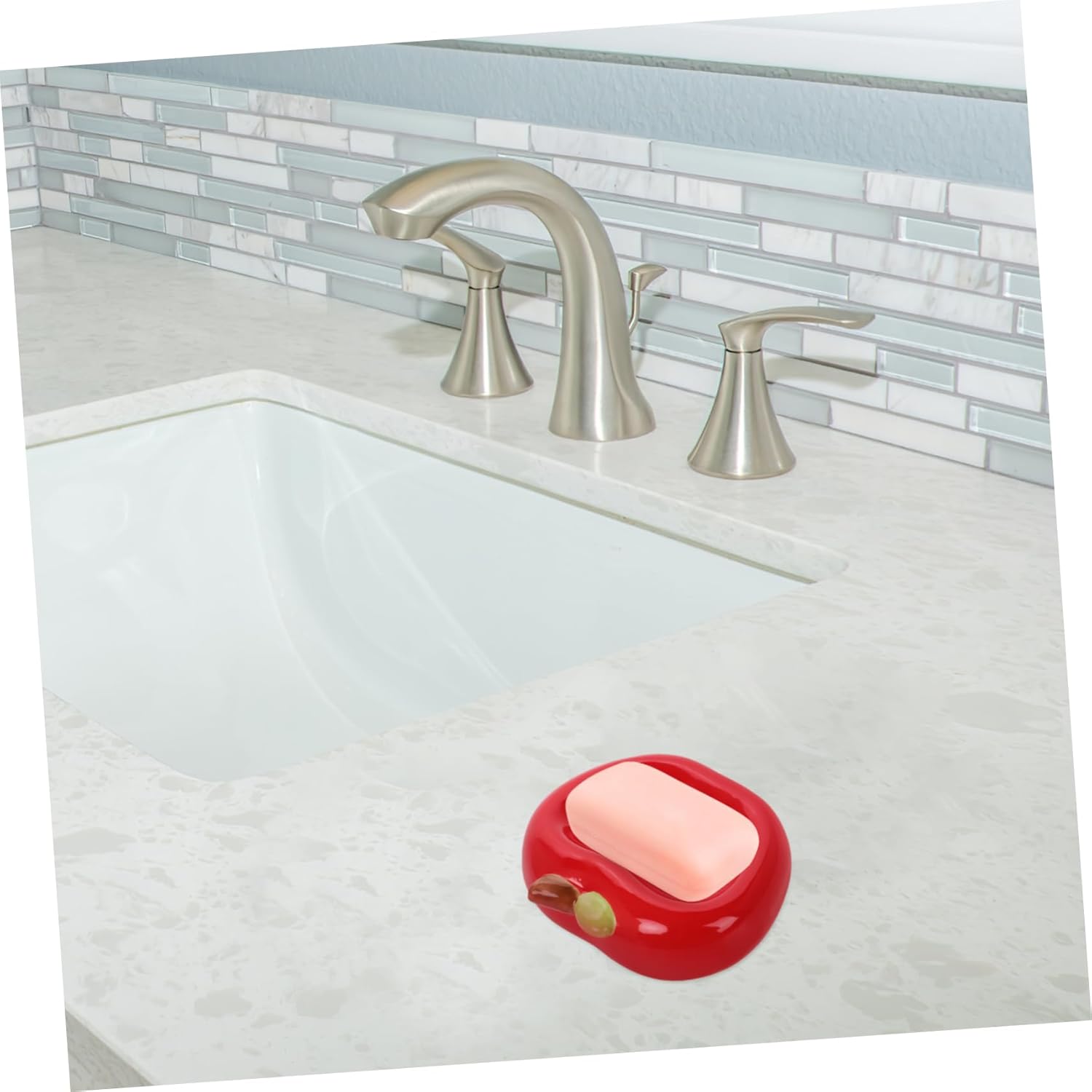 ABOOFAN Apple Ceramic Soap Dish with Drainage 1