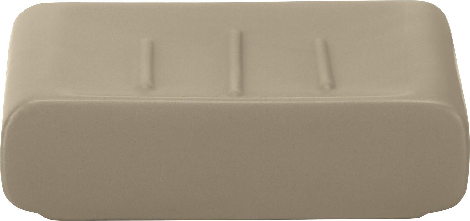 Cubic Contemporary Stoneware Soap Dish Taupe