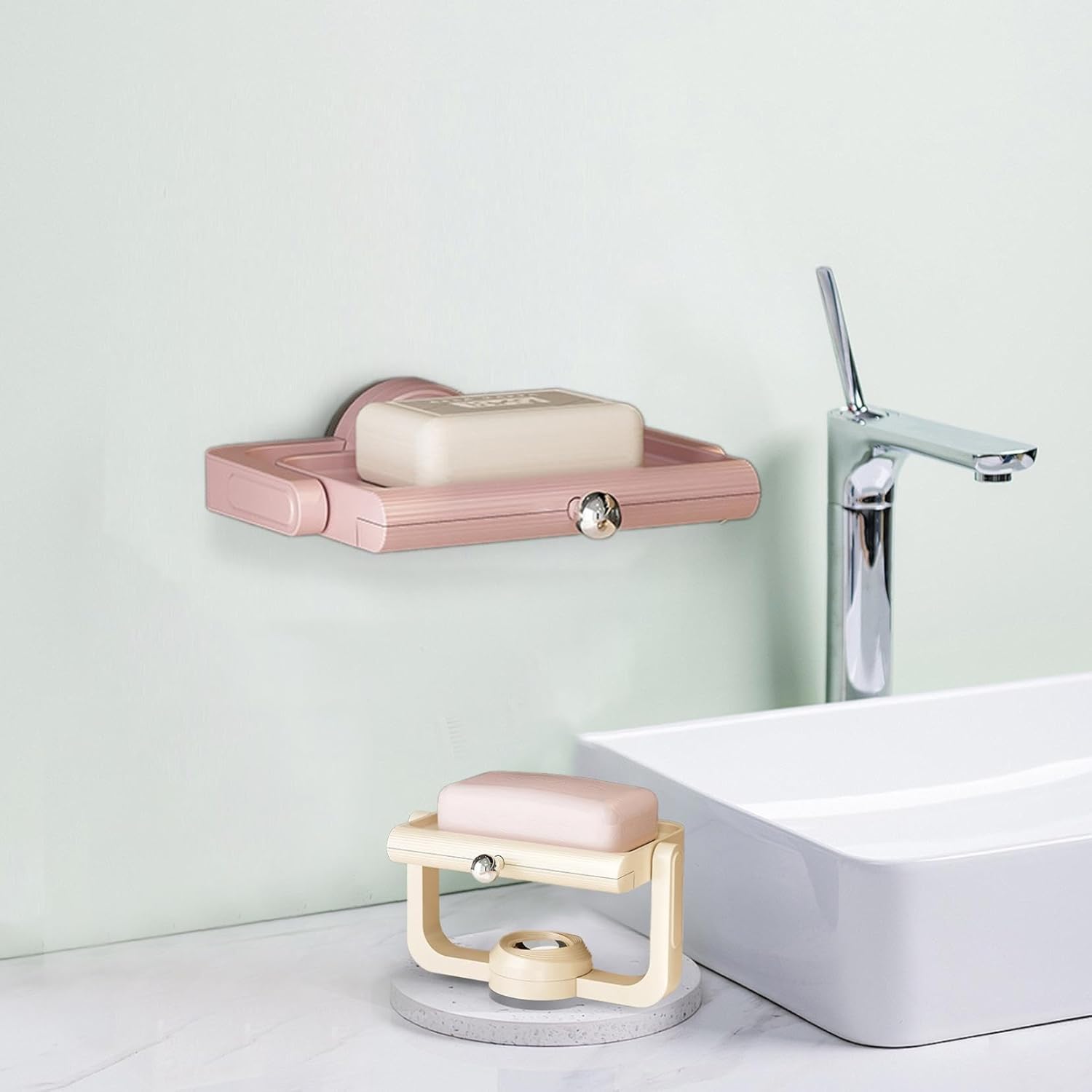360 Rotatable Suction Cup Soap Holder - Beige