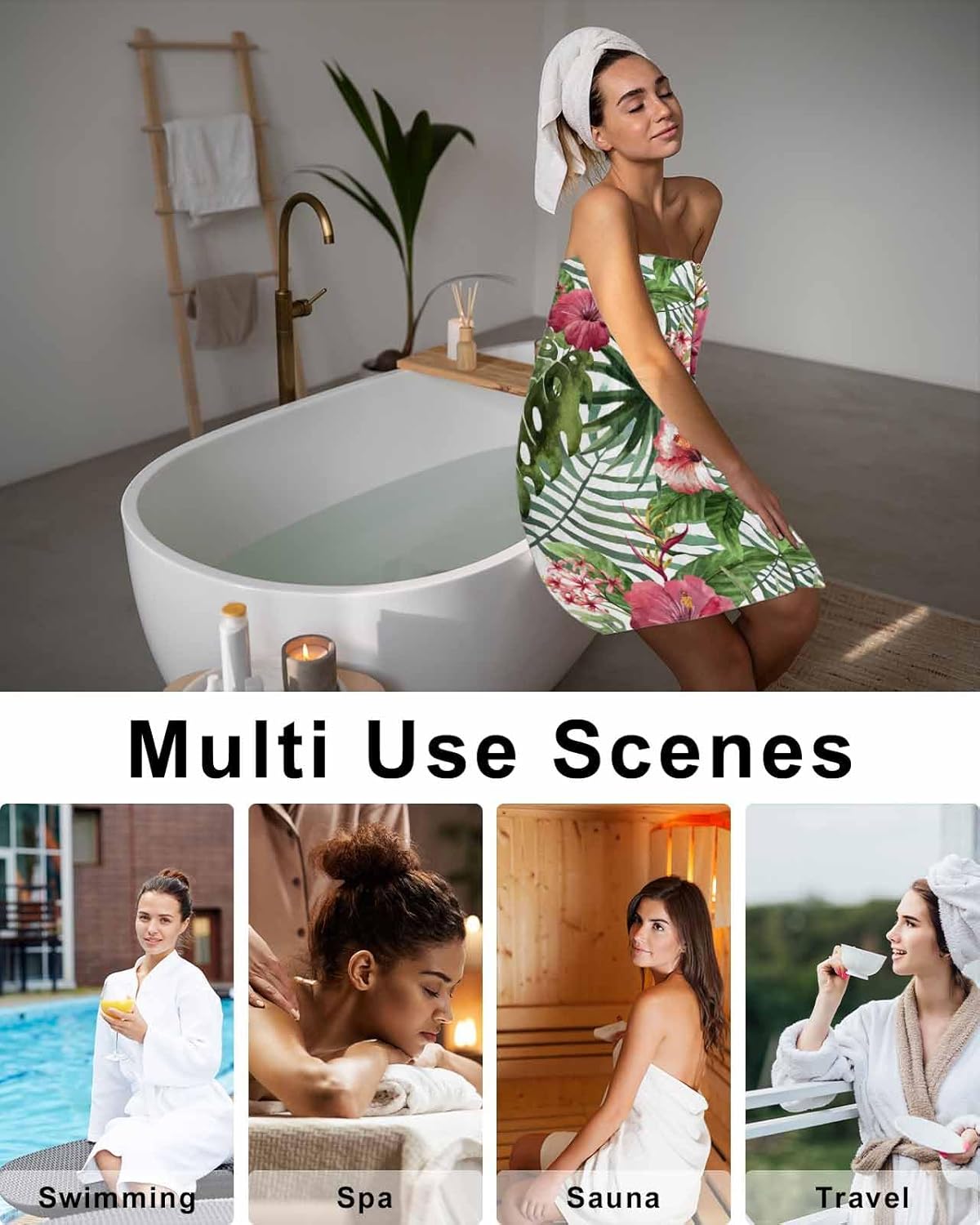 Huotupsine Tropical Bath Wrap Towel for Women