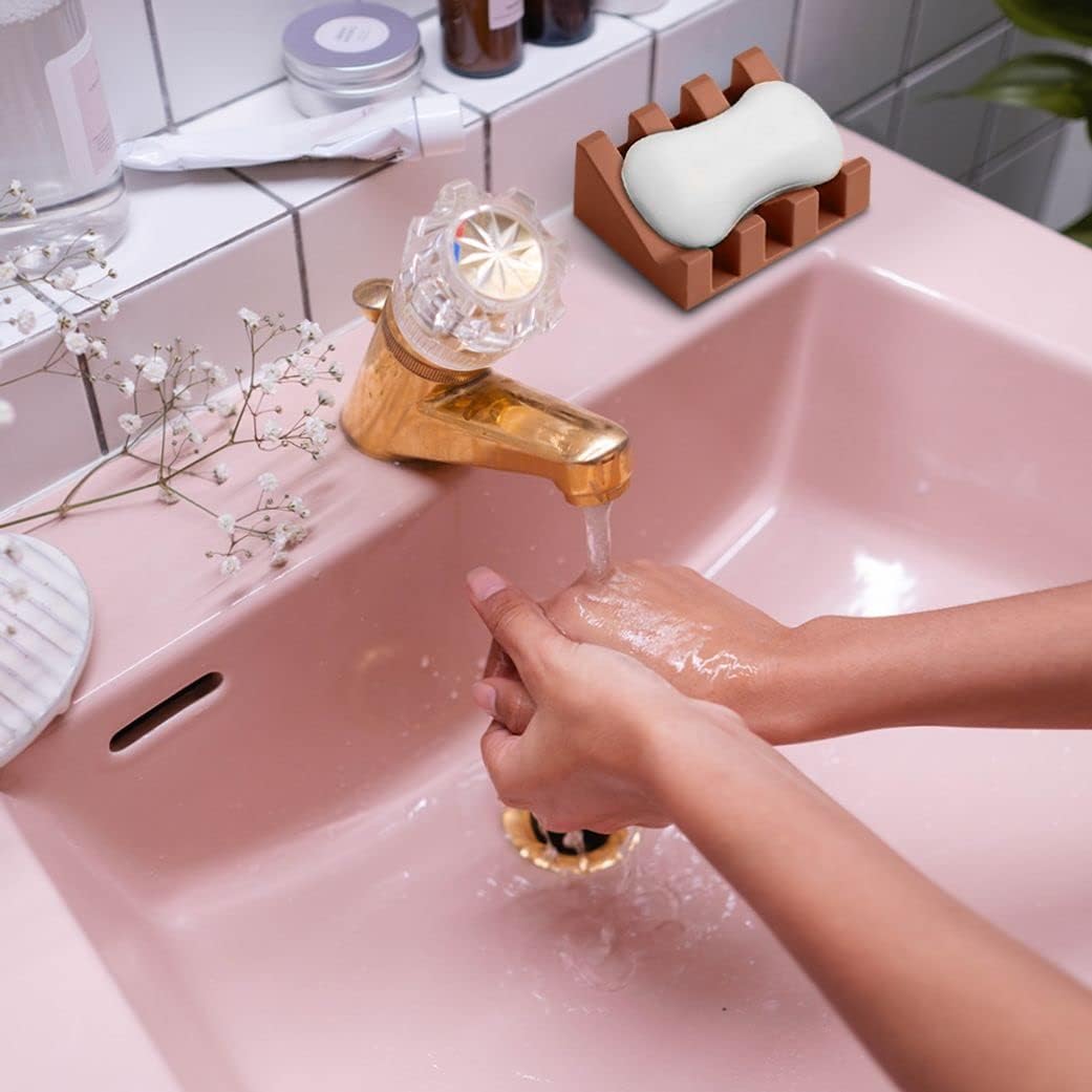 Silicone Soap Dish with Drain for Bath and Kitchen