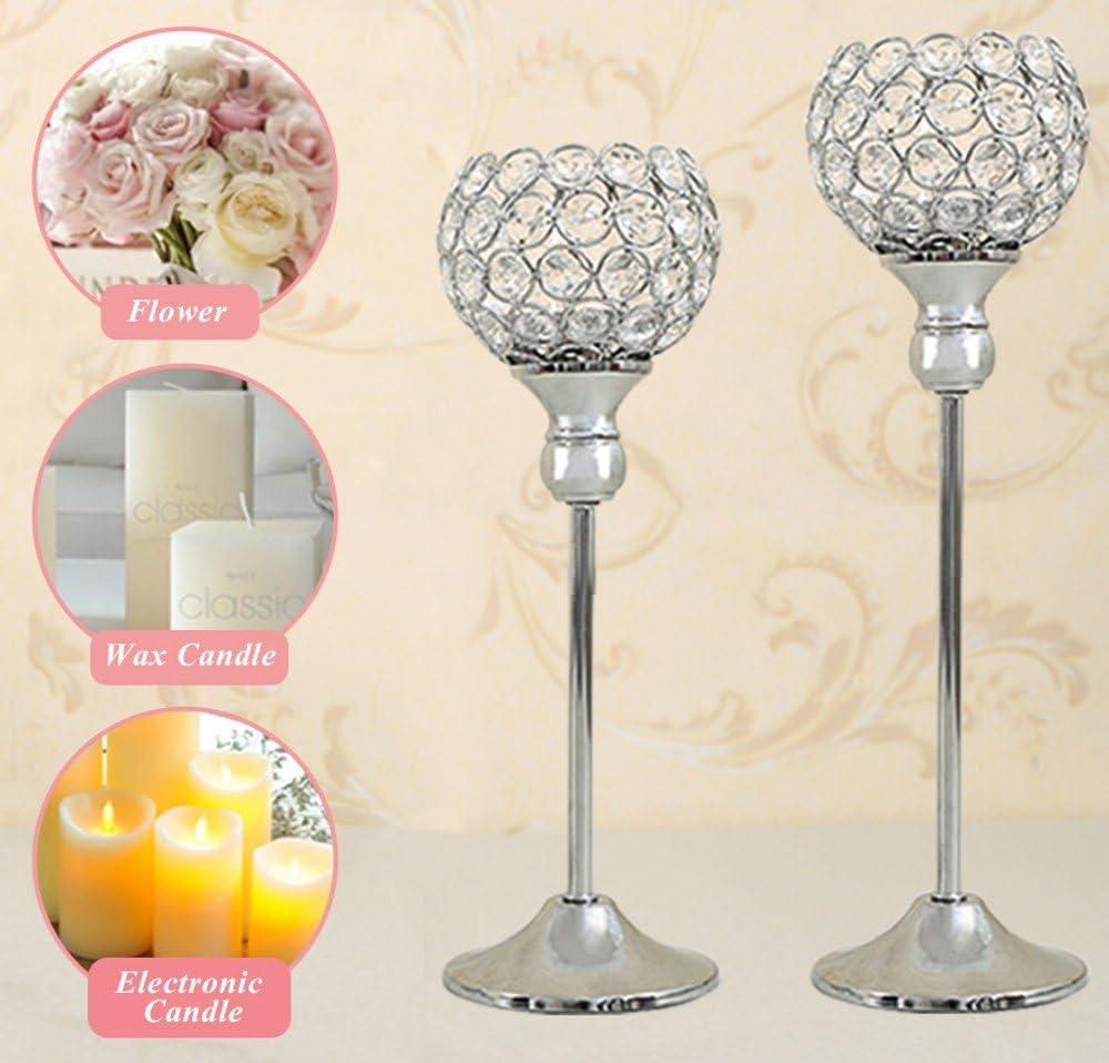 VINCIGANT Crystal Votive Candle Holders Set of 2