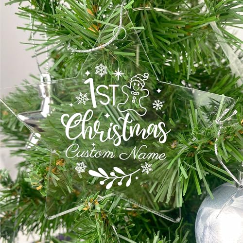 Personalized Babys First Christmas Ornament Laser Engraved Acrylic with Name