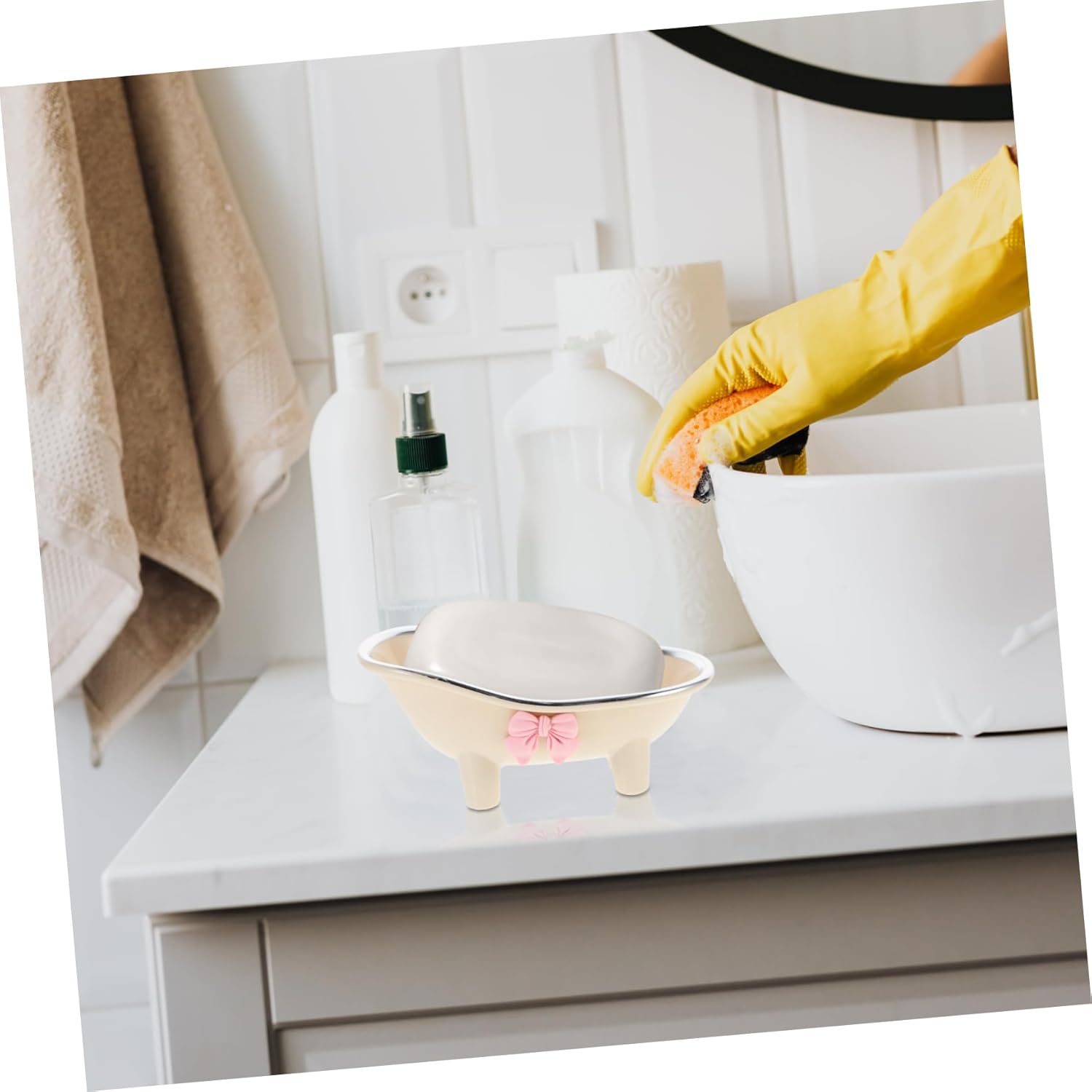 Bathtub Shaped Soap Dish Cute Design with Drain