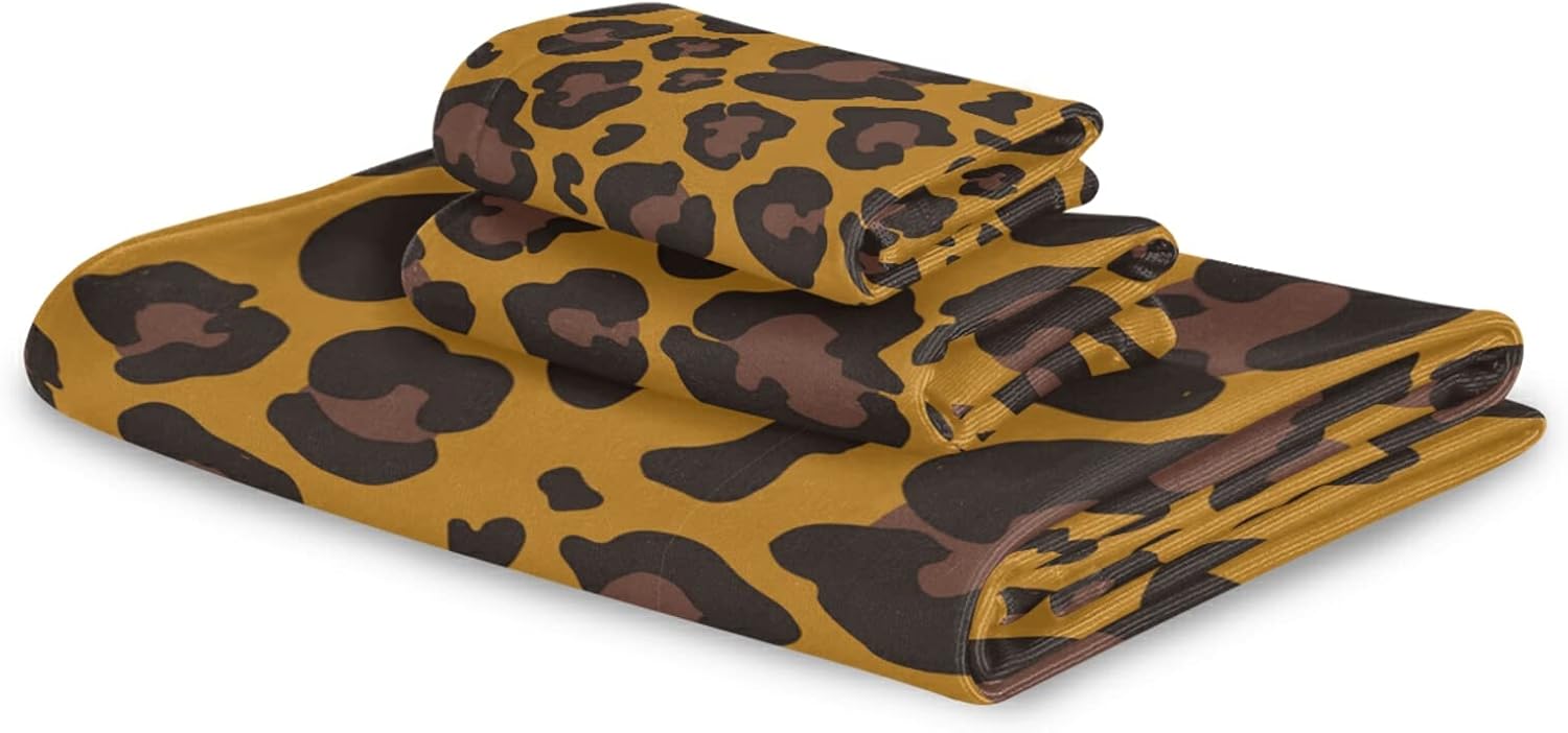 Susiyo 3-Piece Towel Set Leopard Skin Pattern