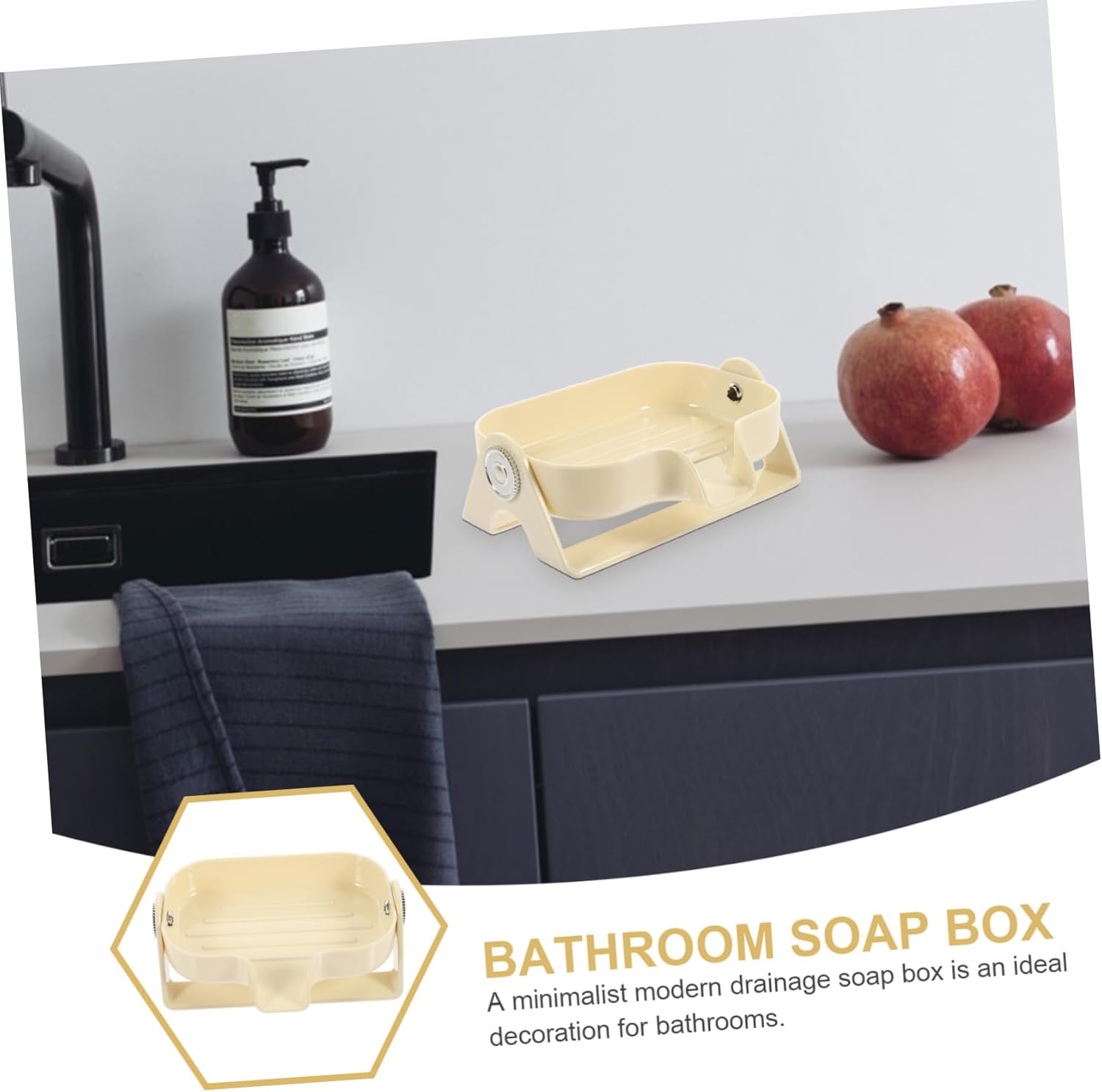 Bebemoko Self-Draining Soap Dish for Bathroom Kitchen Laundry
