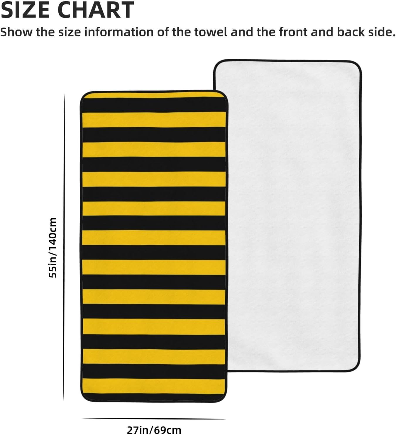 Yellow Black Stripe Beach Towel for Adults Kids