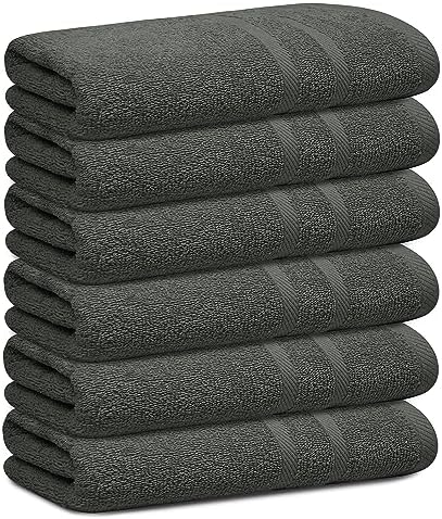 Looperry 6 Pack Small Bath Towel Set - Charcoal Grey 1