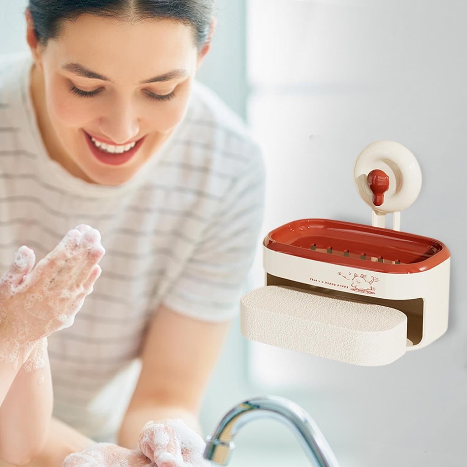Sturdy Suction Cup Soap Dish for Shower Non-Drilling Wall Mount