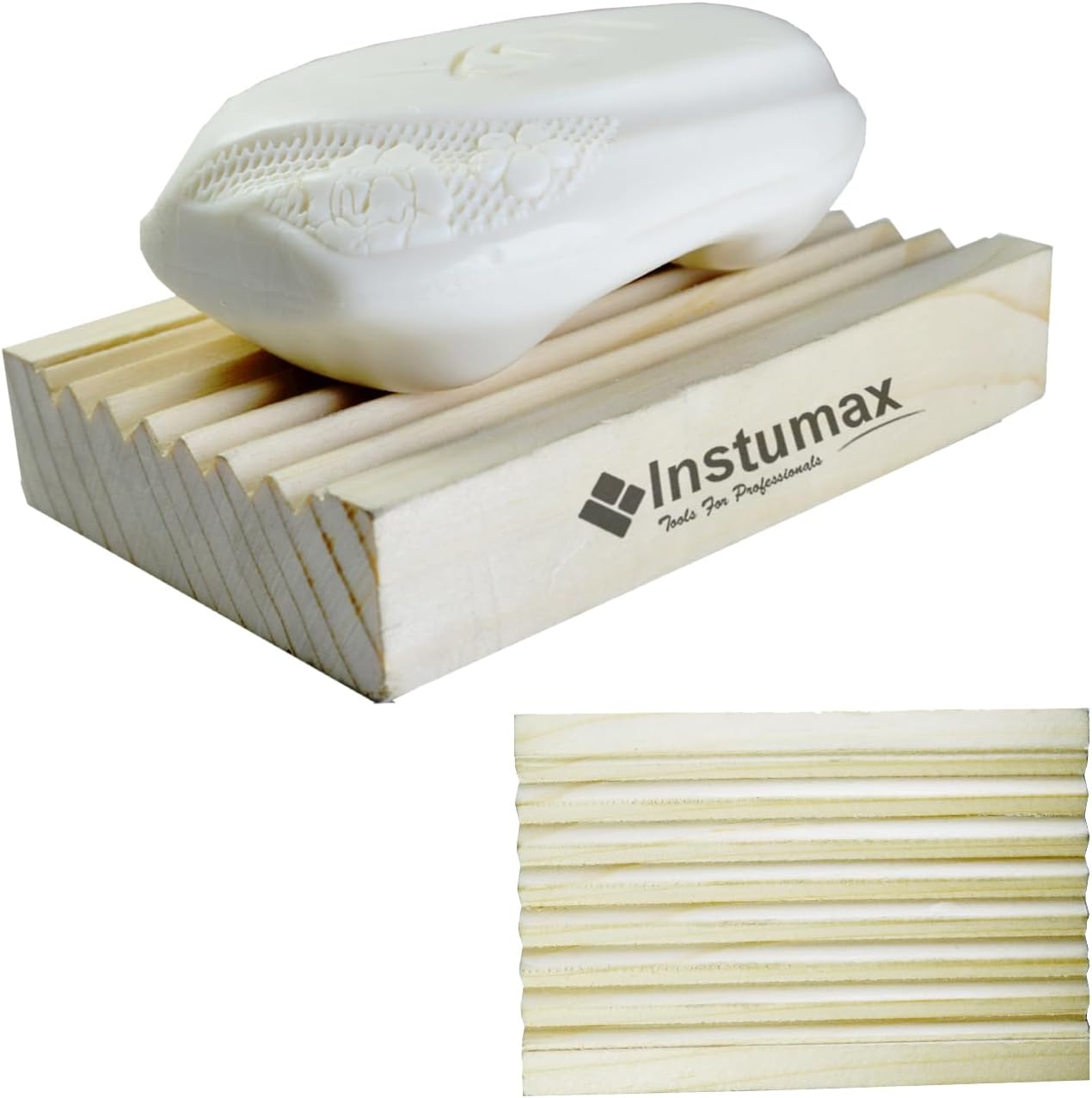 INSTUMAX Simple Soap Dish Wood Natural Pine Minimalist
