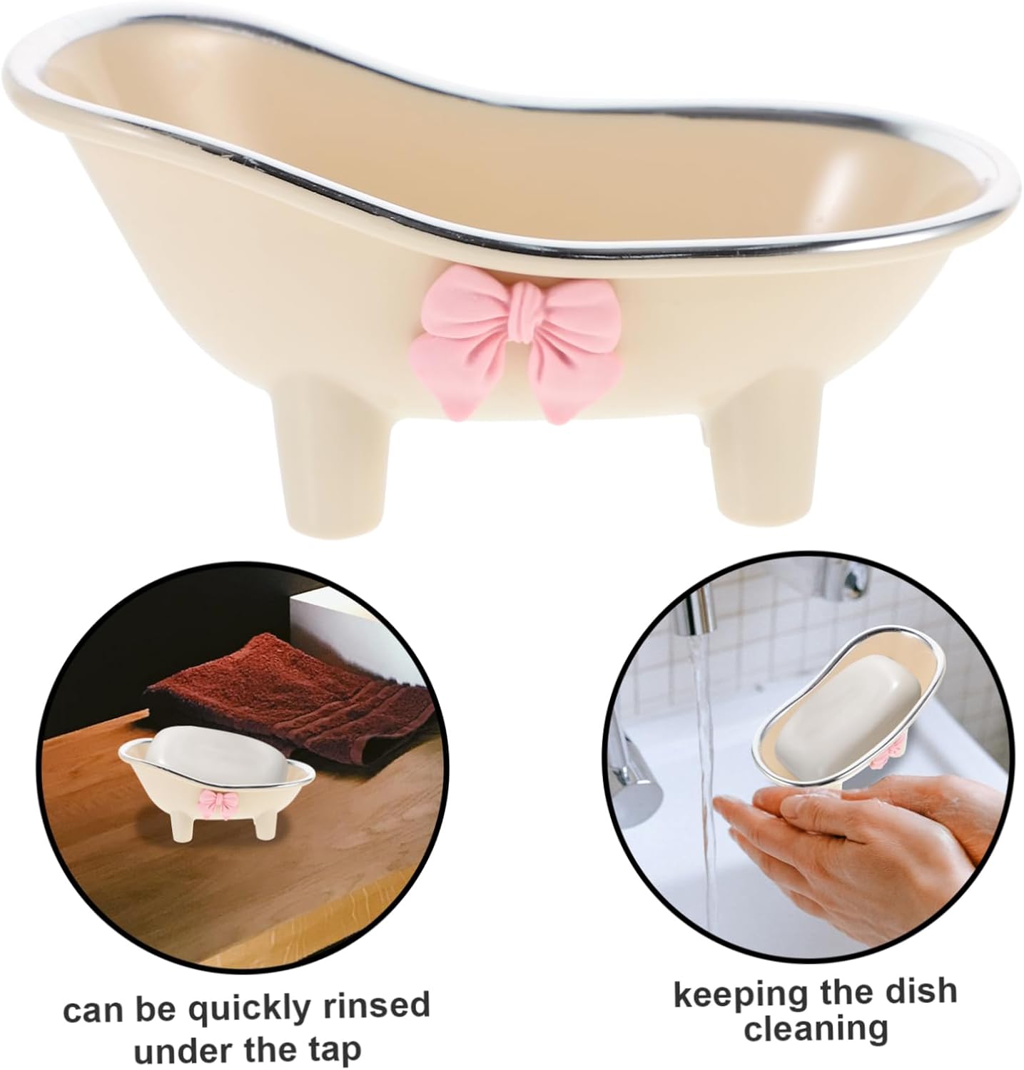 Bathtub Shaped Soap Dish Cute Design with Drain
