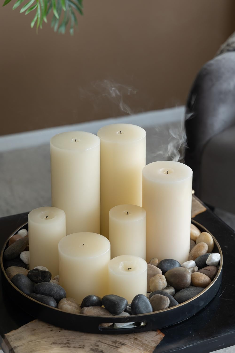 Set of 2 Unscented Soy Wax Pillar Candles - 4x6 Inches Ivory