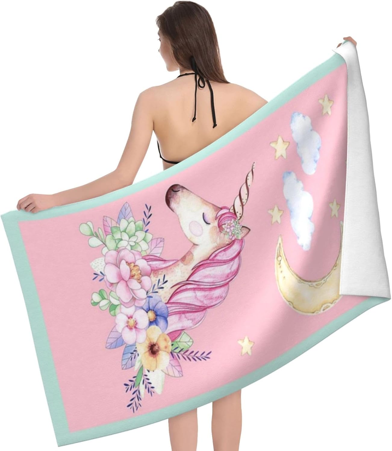Cute Unicorn Beach Towel for Kids and Adults