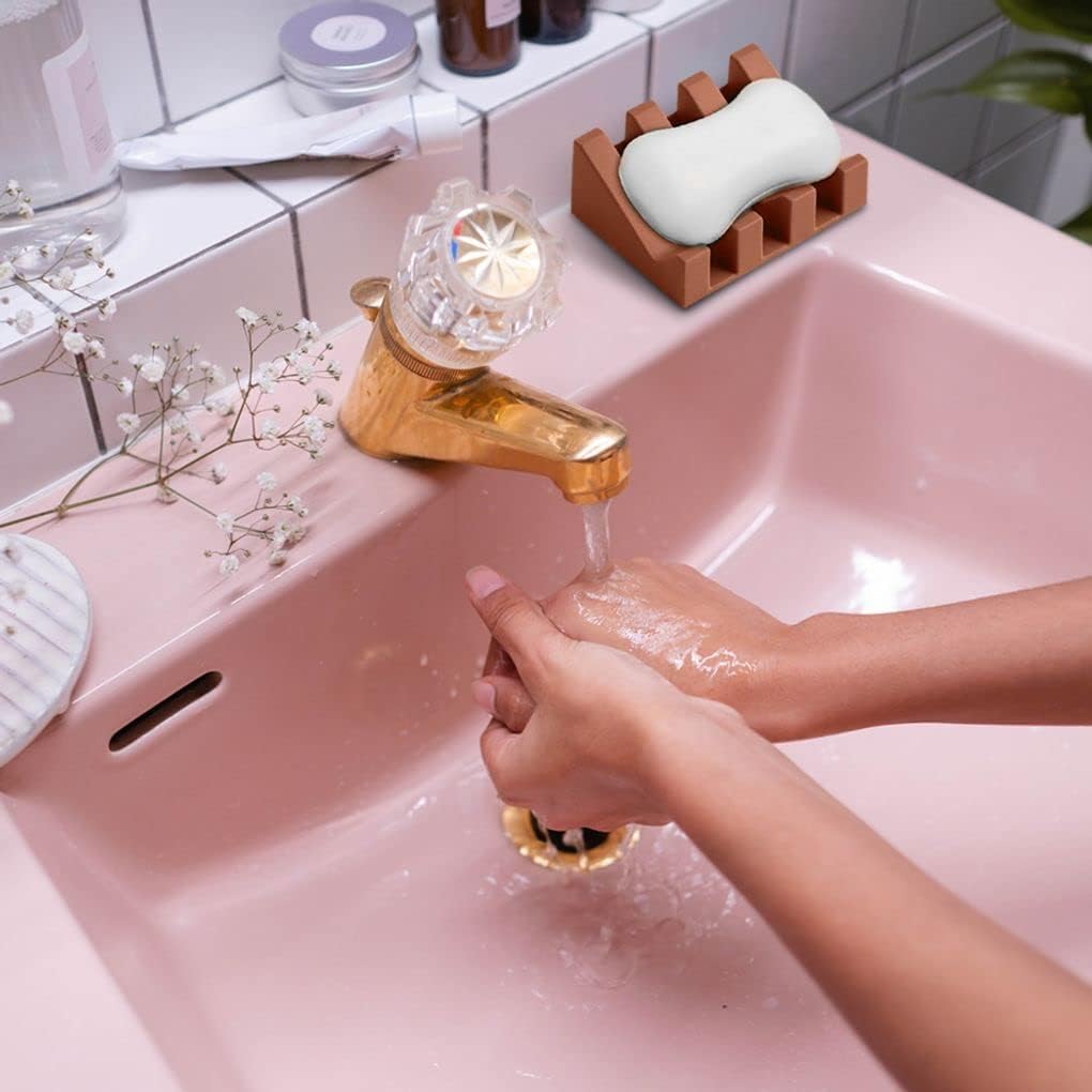 Silicone Soap Dish with Self Draining Waterfall Design