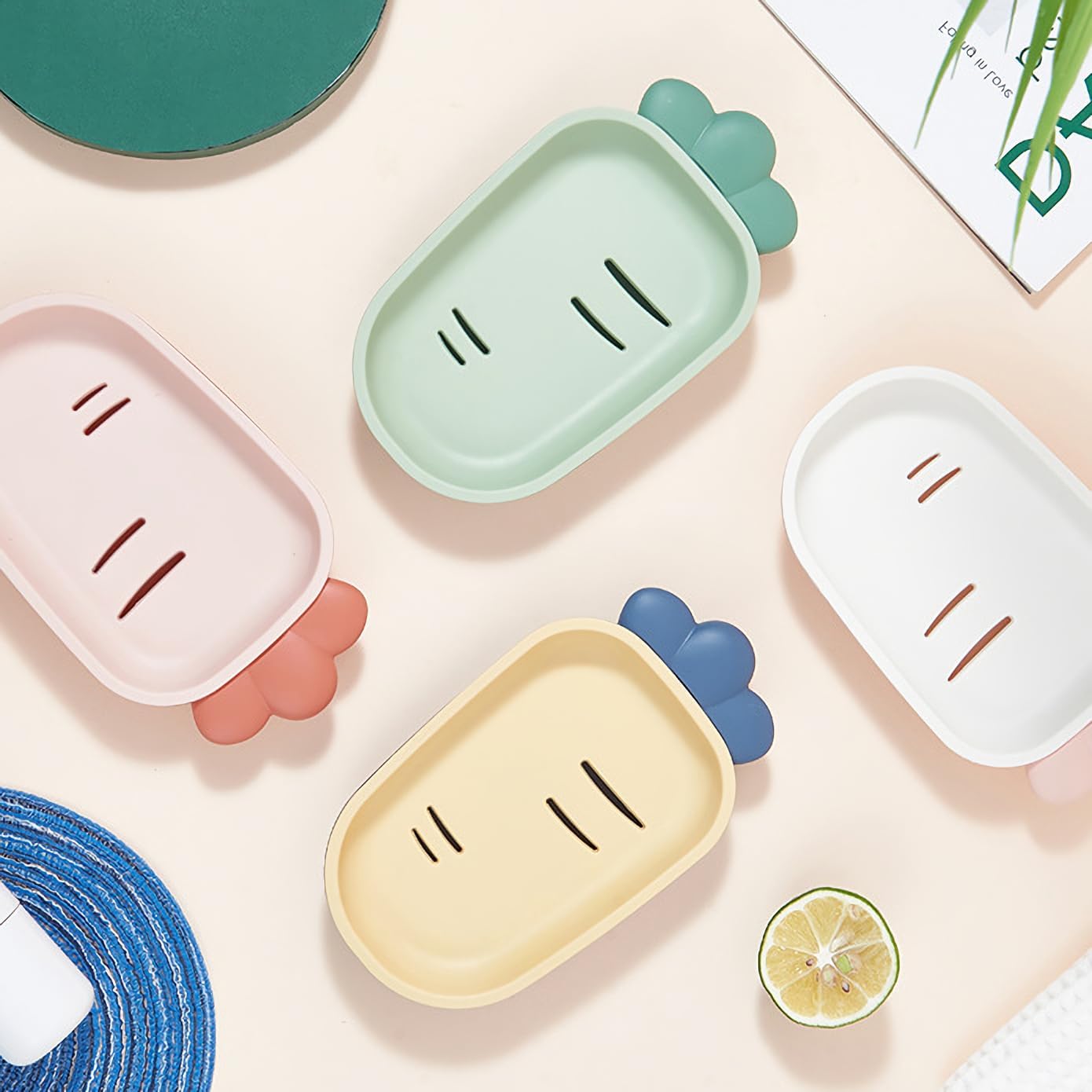 Radish Soap Dish with Double-Layer Drain Red