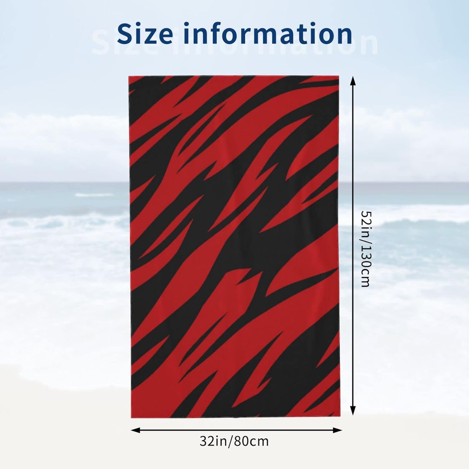 Tiger Stripes Red and Black Beach Towels Oversized