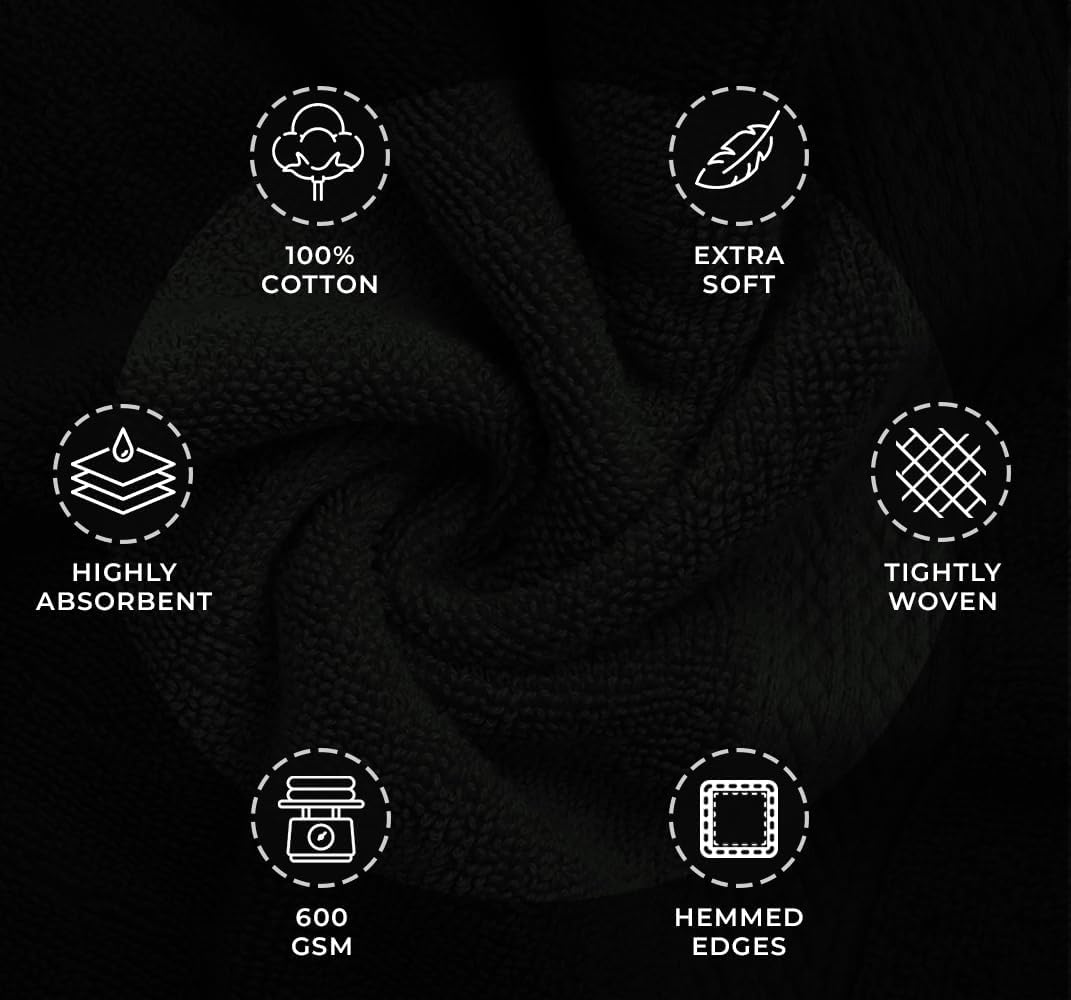 Avalon Towels Luxury 8-Piece Set Black