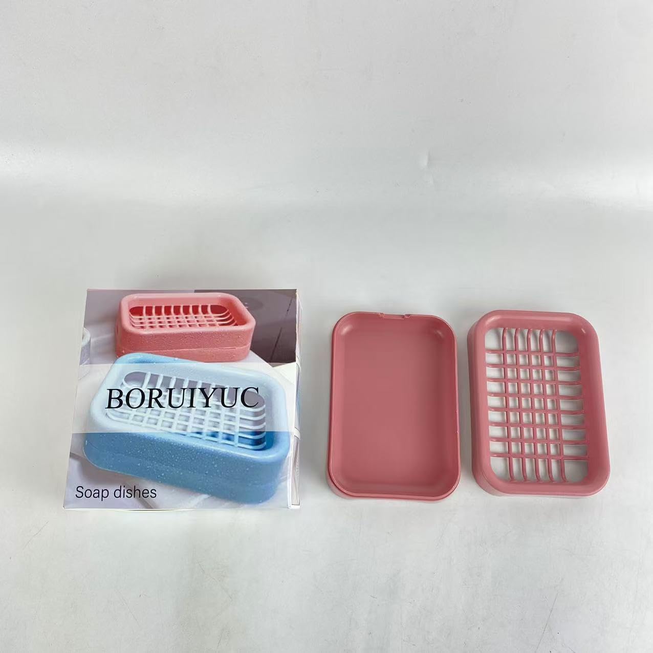 Red Square Soap Dish with Removable Lid - Portable and Leak Proof