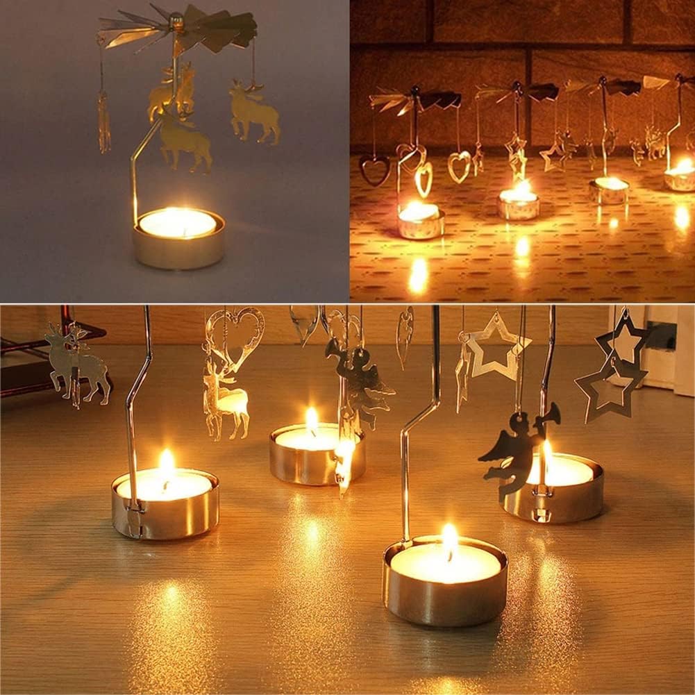 Spinning Tea Light Holder Silver Moon Angel Fairy