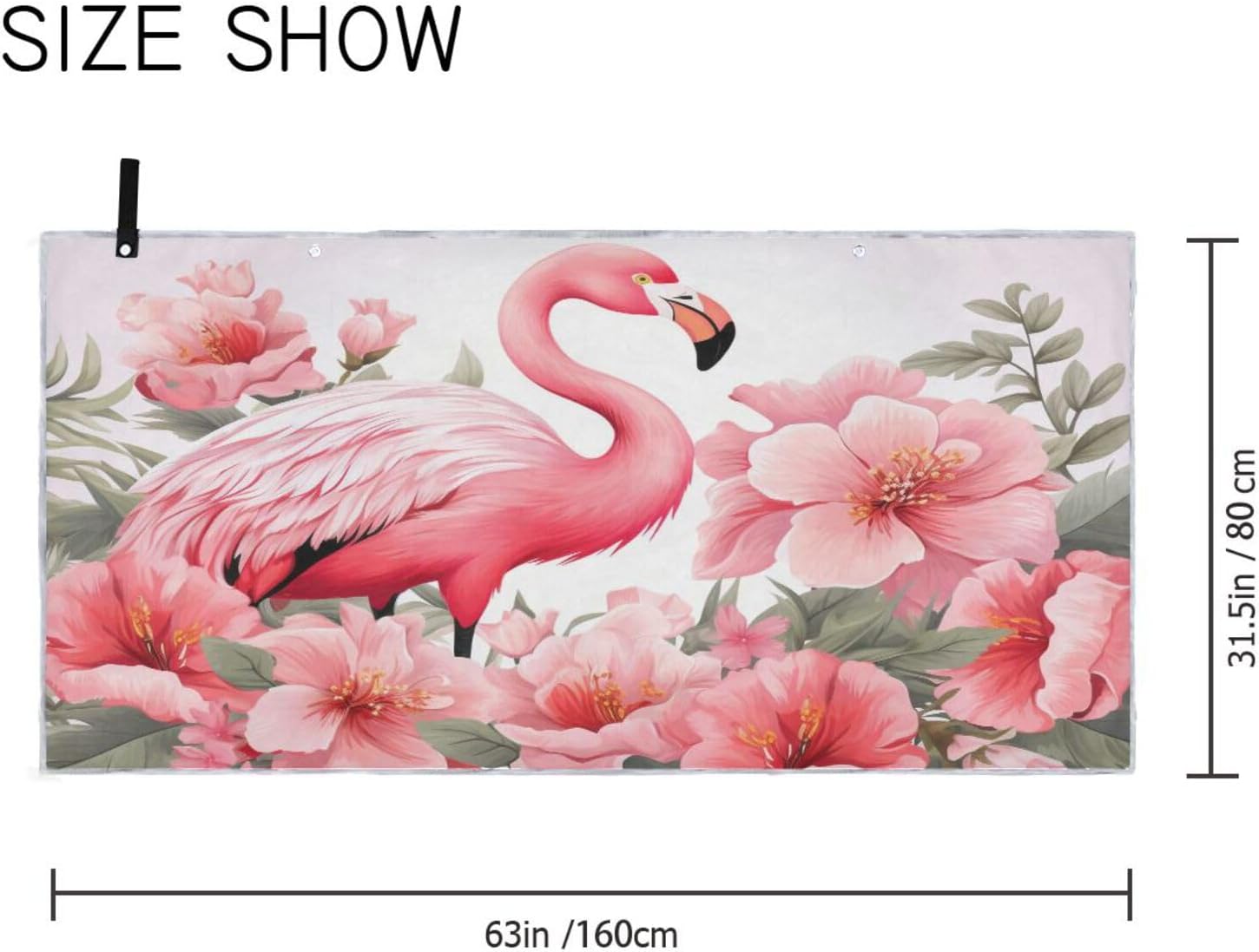 SUABO Pink Flamingo Bath Towel with Hanging Loops 1