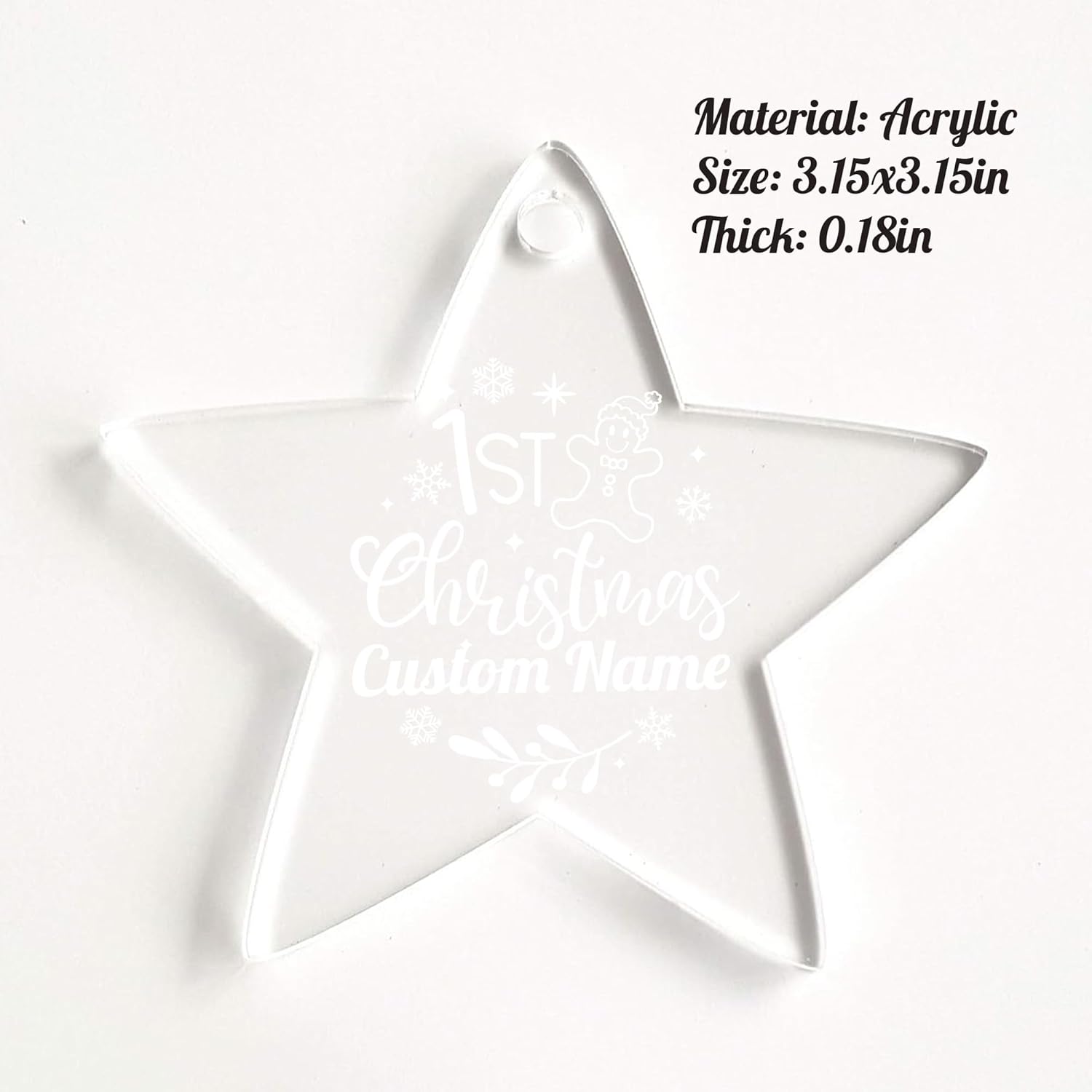 Personalized Babys First Christmas Ornament Laser Engraved Acrylic with Name