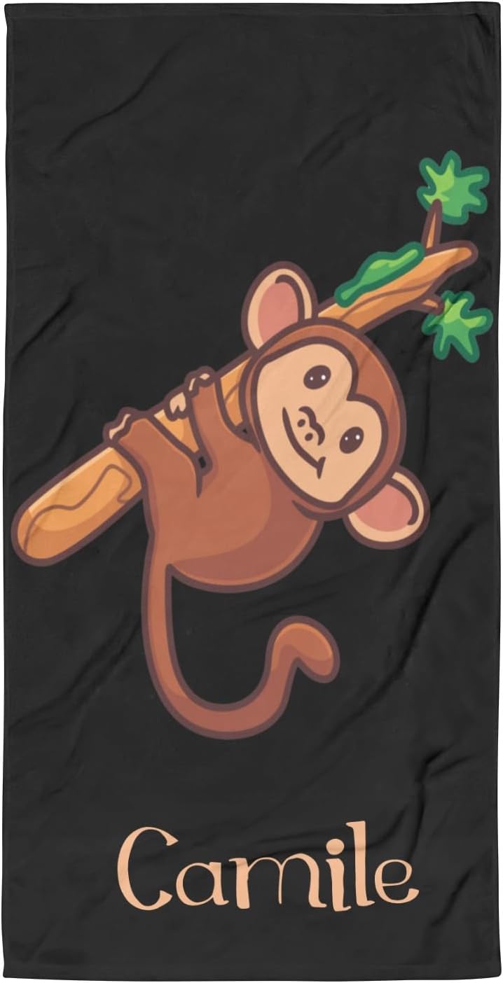 Monkey Branches Personalized Beach Towel for Adults Kids 60x30