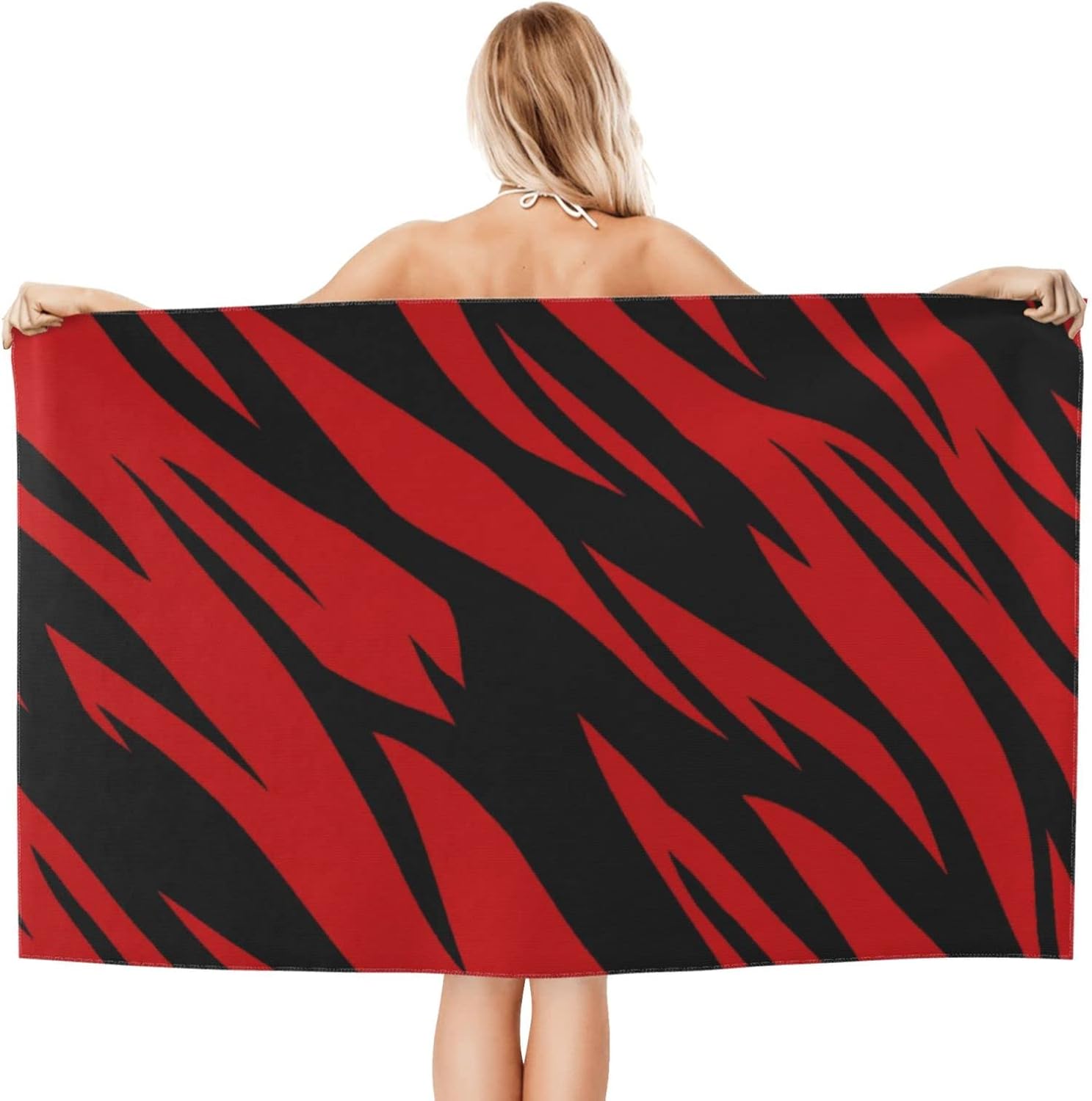 Tiger Stripes Red and Black Beach Towels Oversized