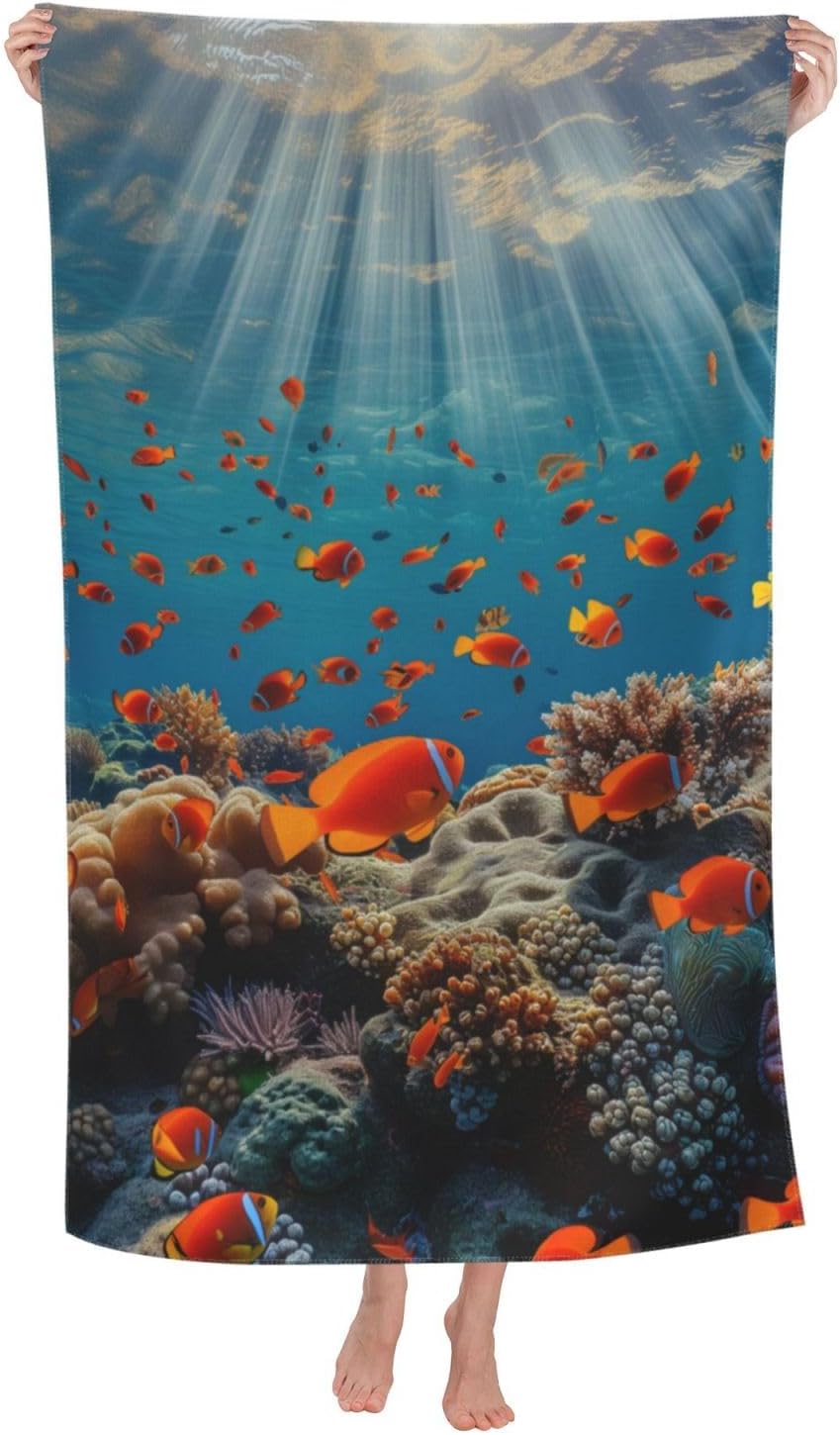VANZEV Ocean Fish Beach Towel - 52x32 Microfiber Quick Dry