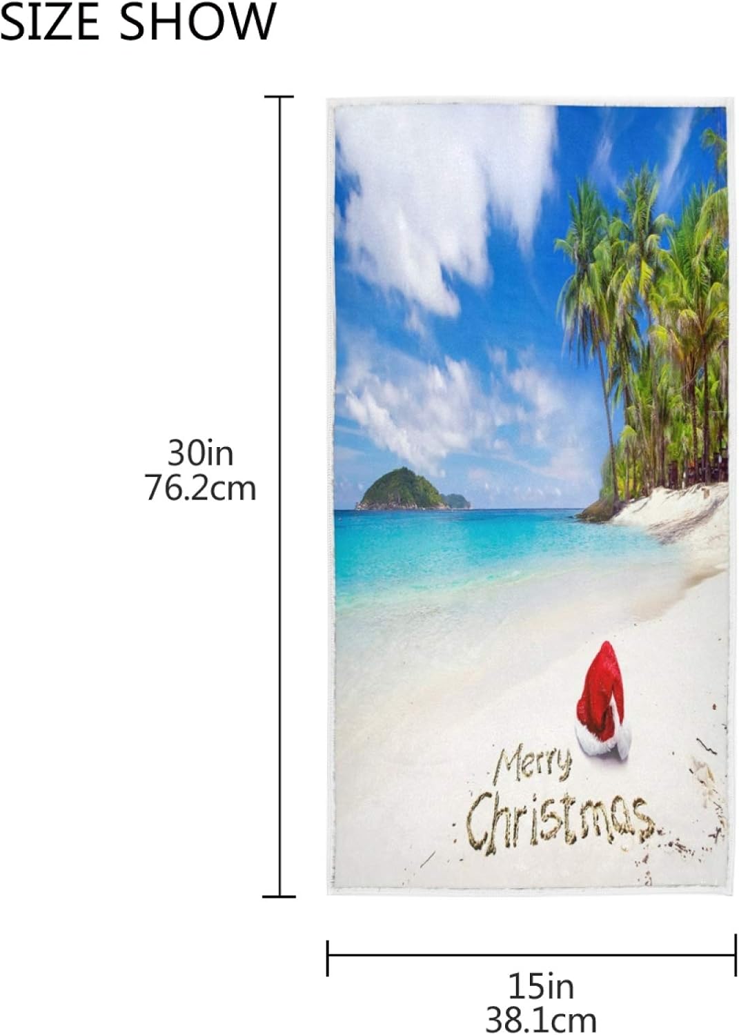 ALAZA Christmas Santa Hat Beach Towel 30x15 Inches 1