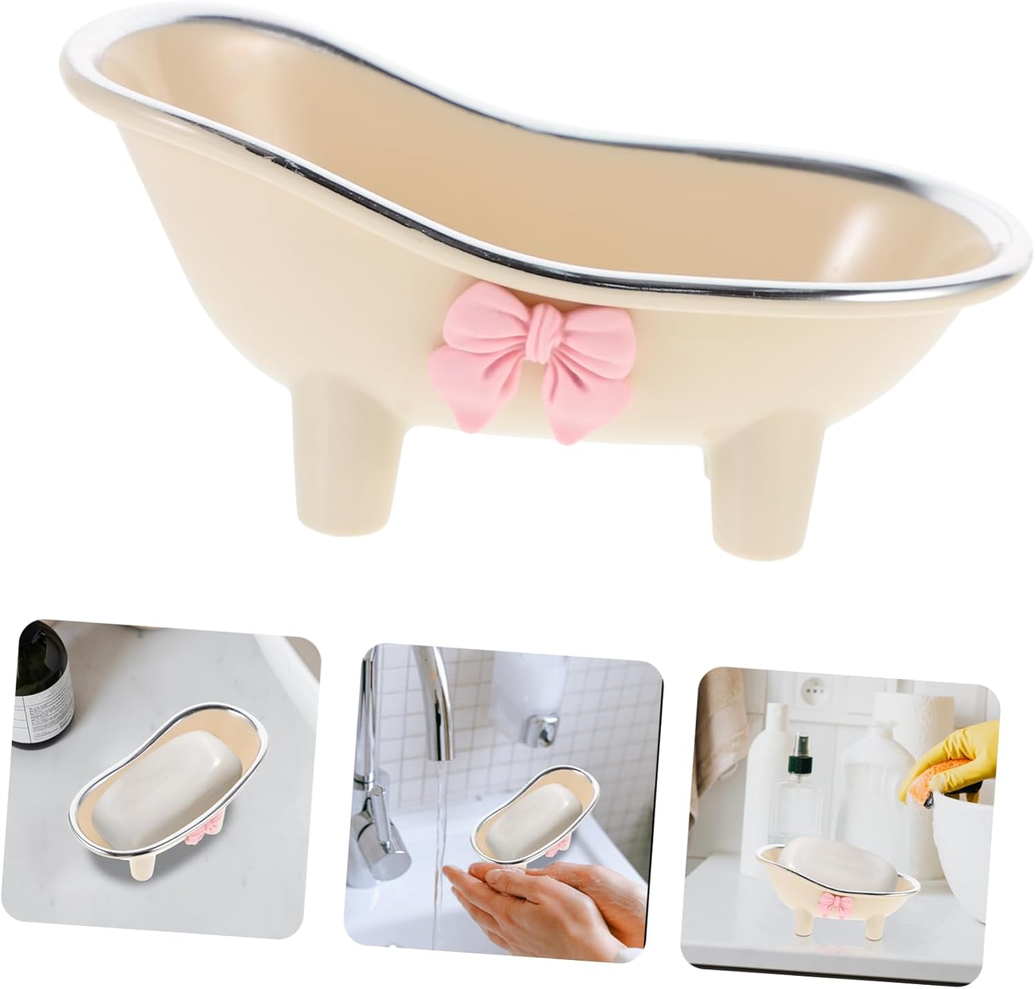 PRETYZOOM Bathtub Shaped Soap Dish Cute Design