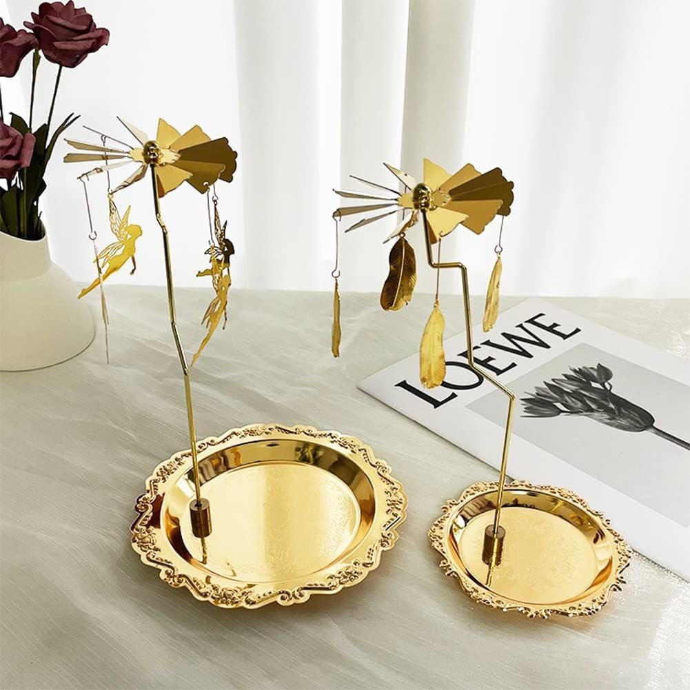 Spinning Candle Holder with Round Tray - Fairy Style