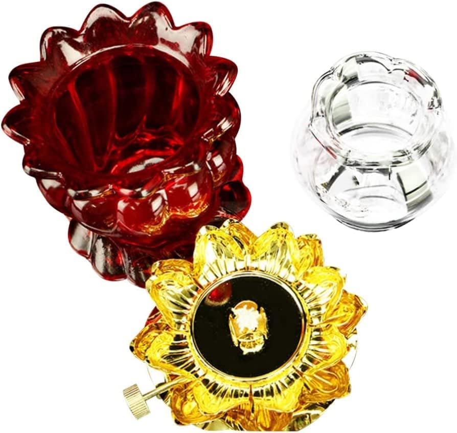 Crystal Glass Lotus Oil Lamp for Buddhist Altar 1