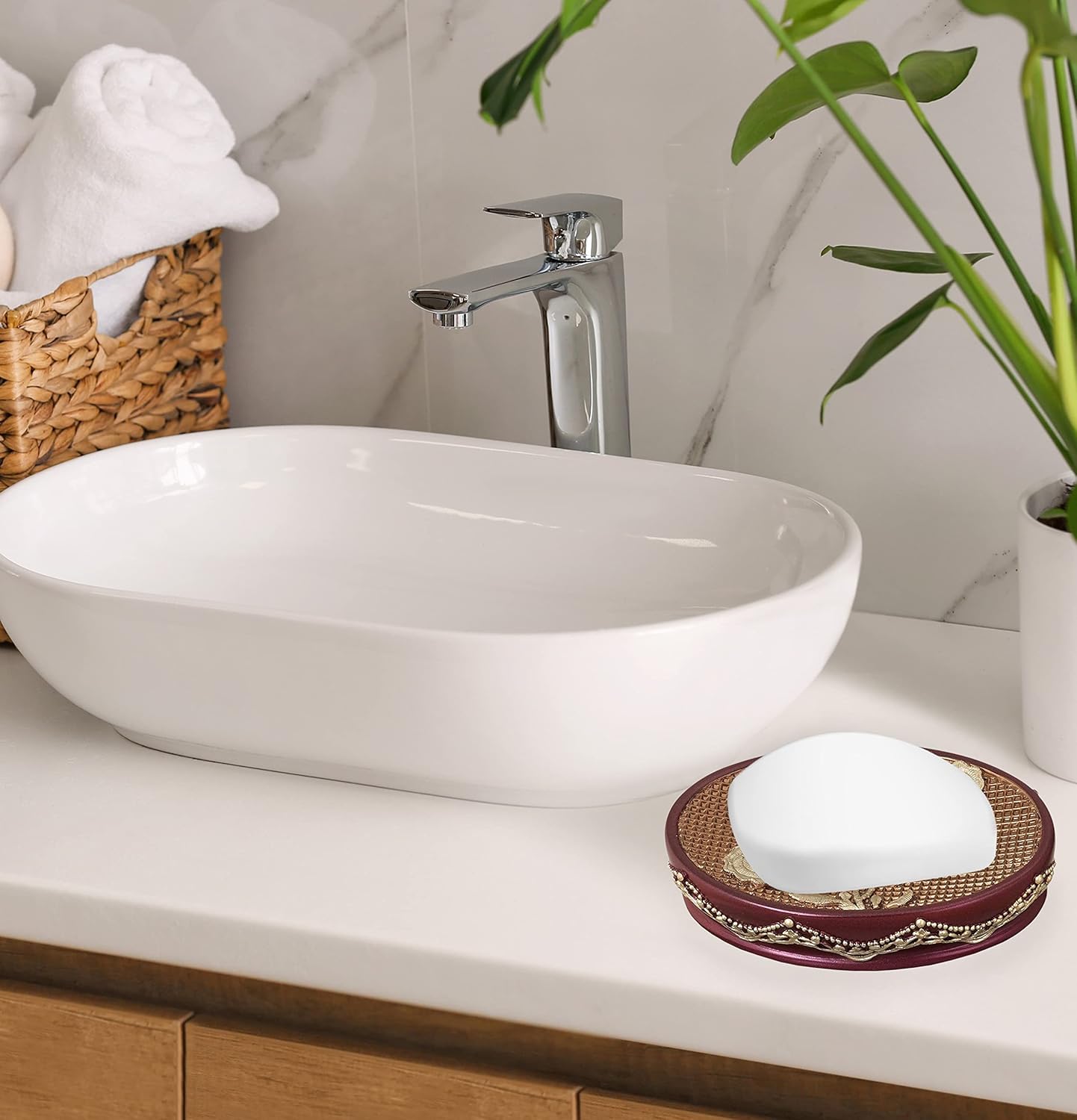 Popular Bath Ombre Rose Soap Dish Burgundy